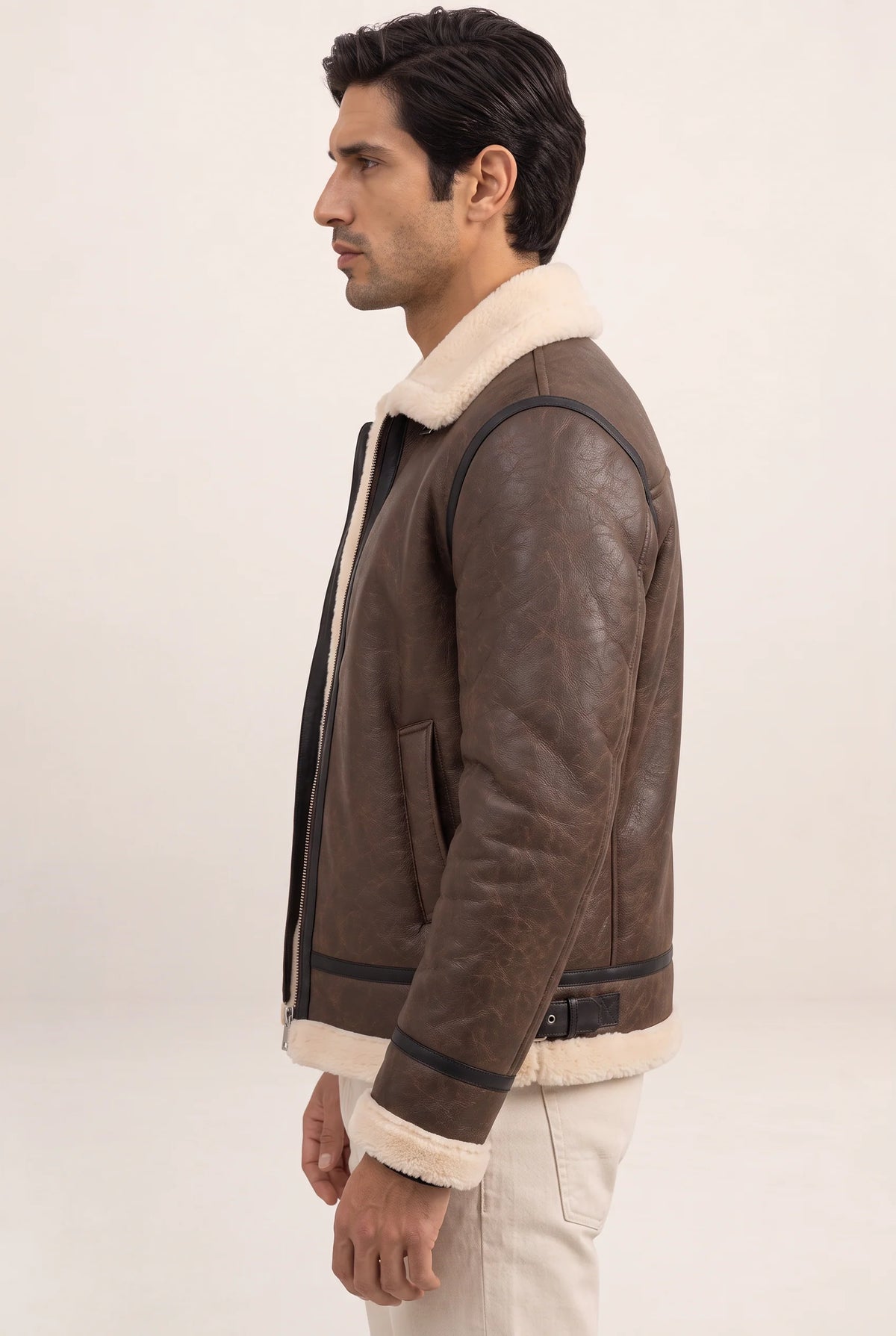 Classic Aviator | Men's Leather Jacket with Sherpa Lining | Stylish Warmth for Cold Weather