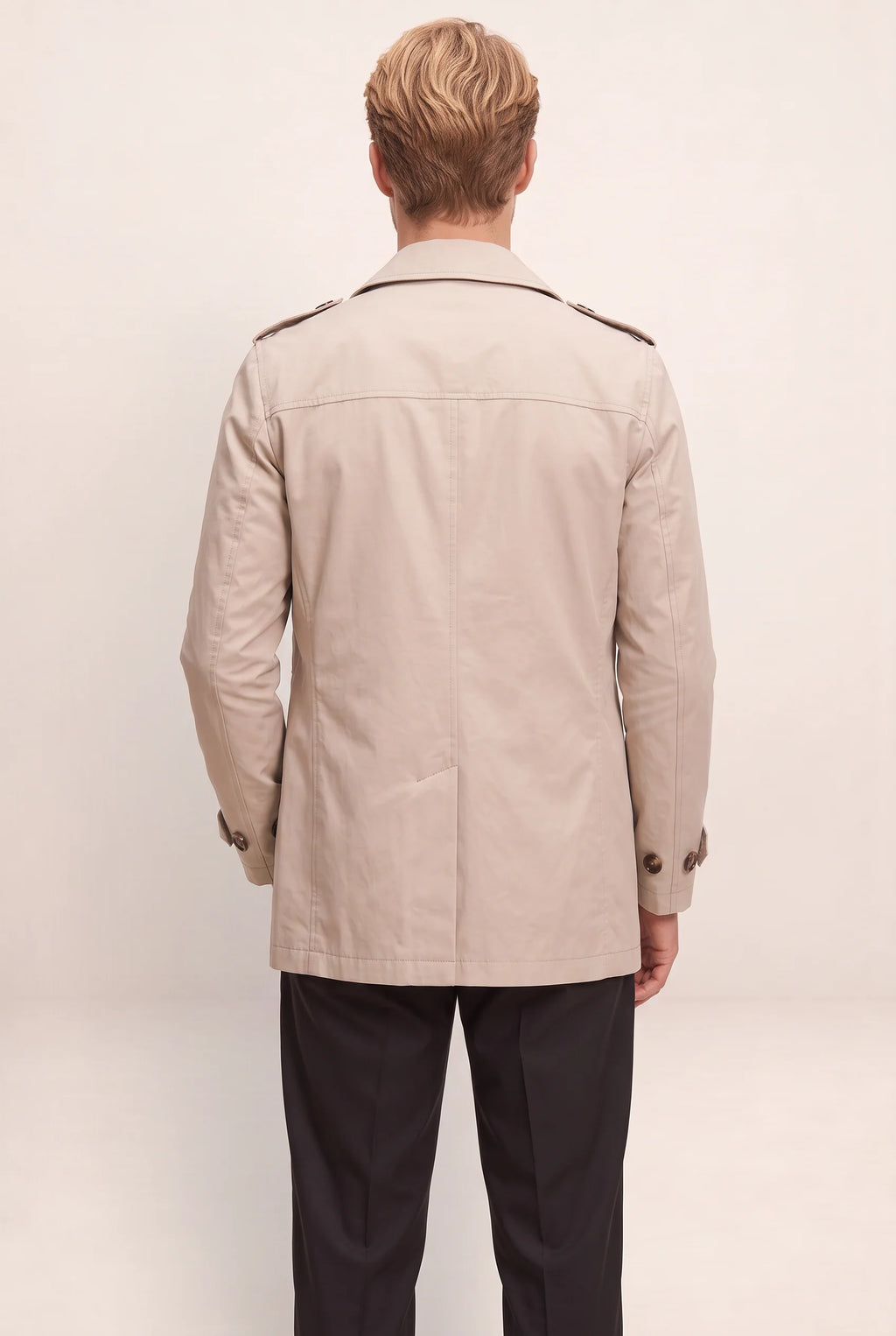 Classic Trench Coat Men | Double Breasted Design with Adjustable Waist Tabs