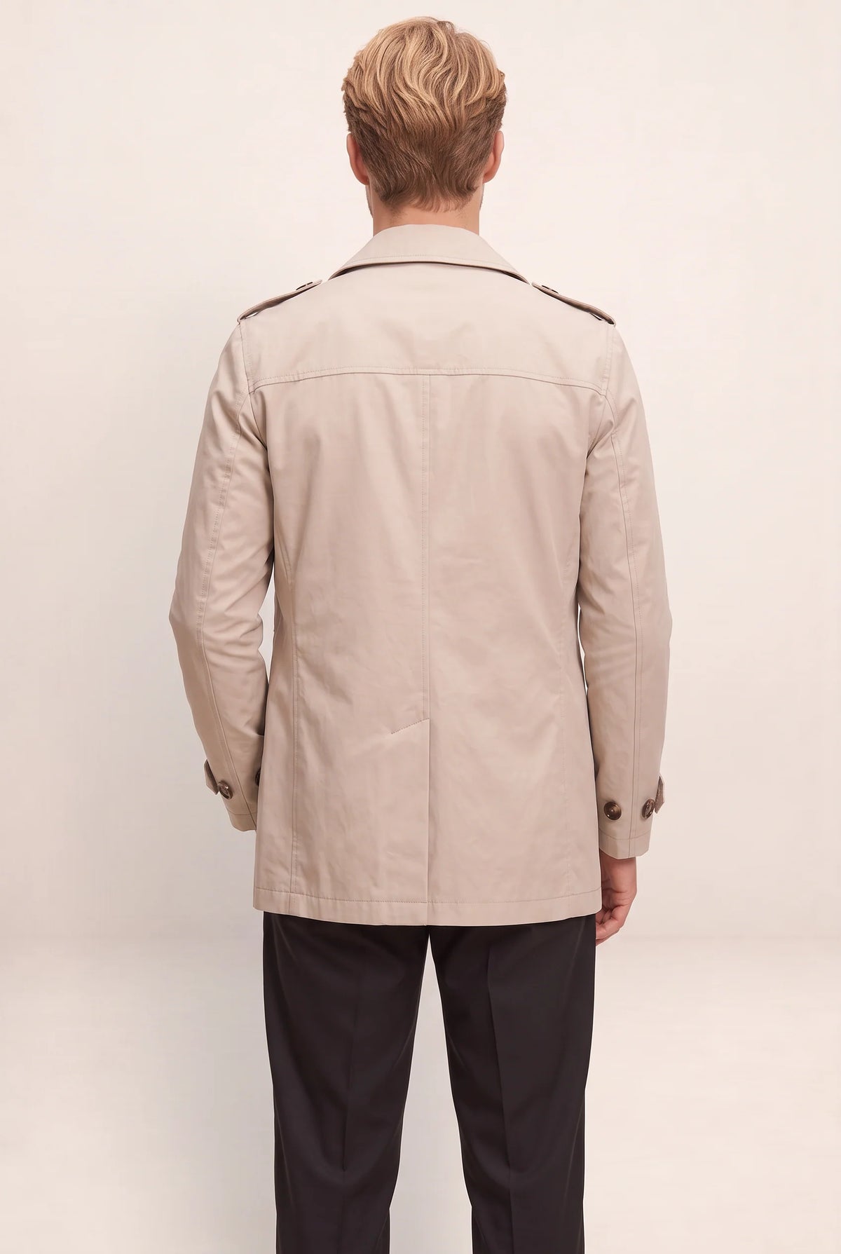 Classic Trench Coat Men | Double Breasted Design with Adjustable Waist Tabs