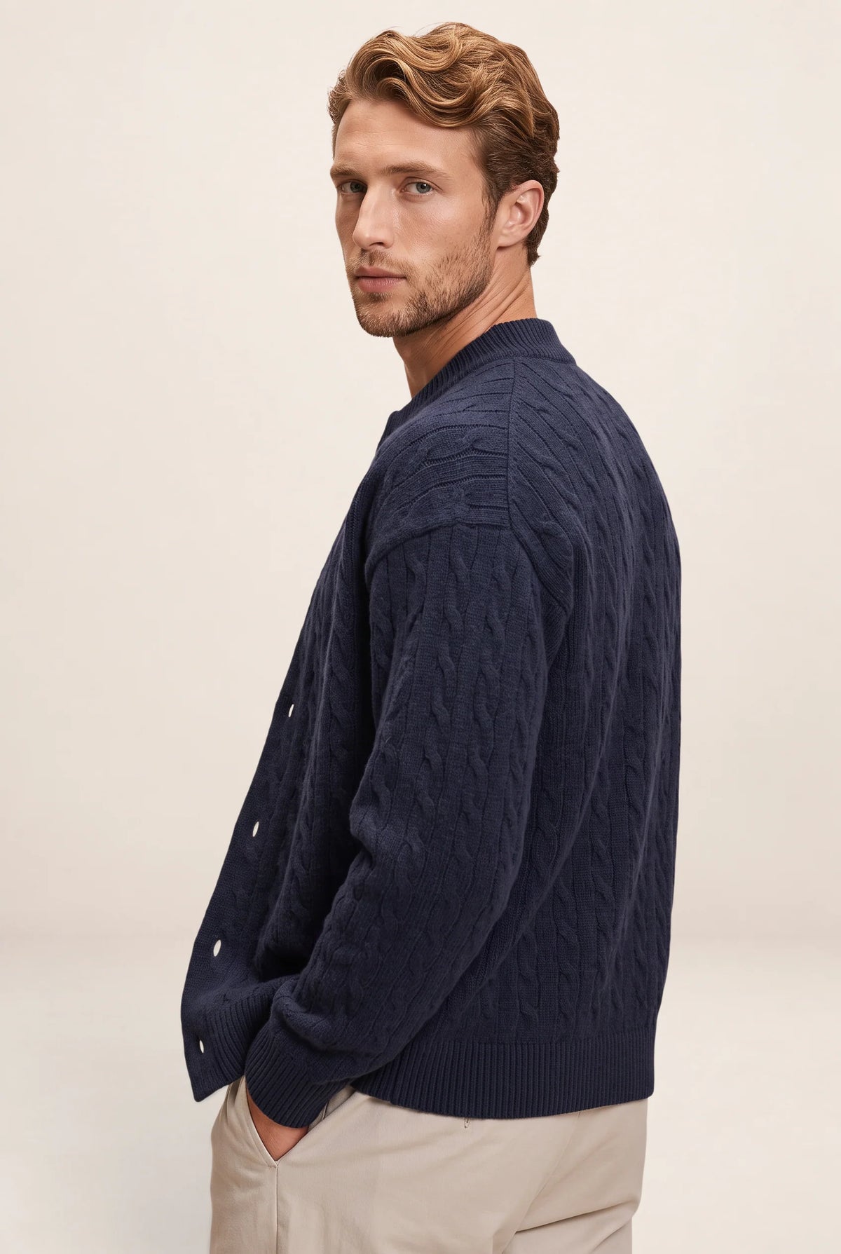 Men's Cable Knit Cardigan - Button Front Sweater