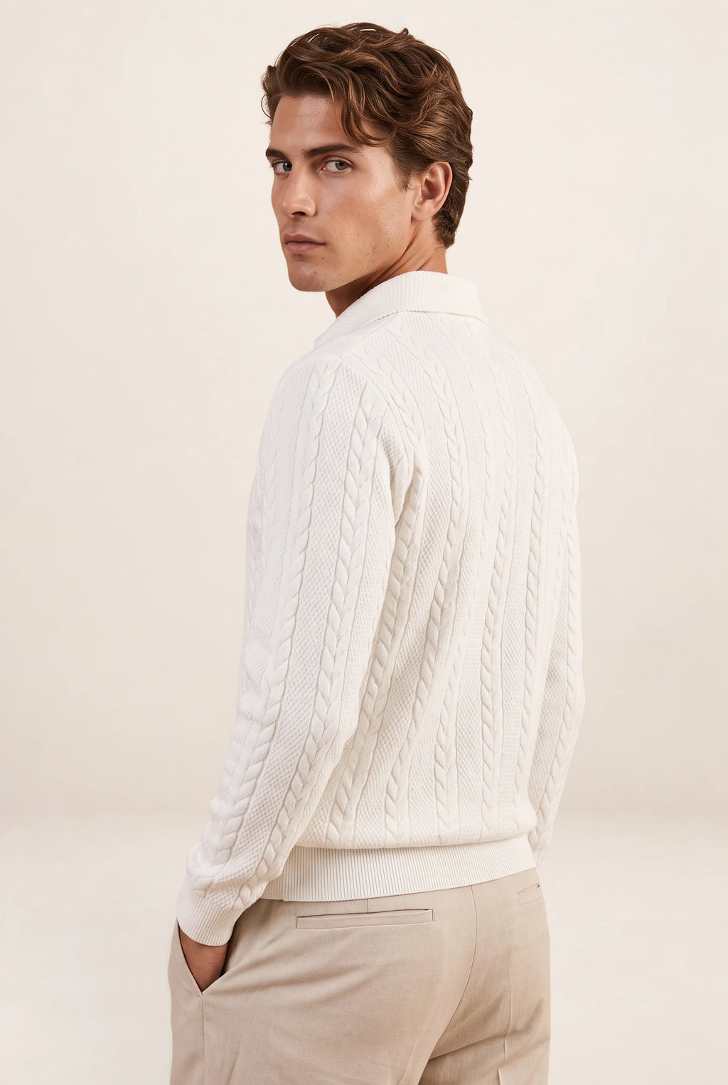Men’s Cable Knit Quarter Zip Sweater