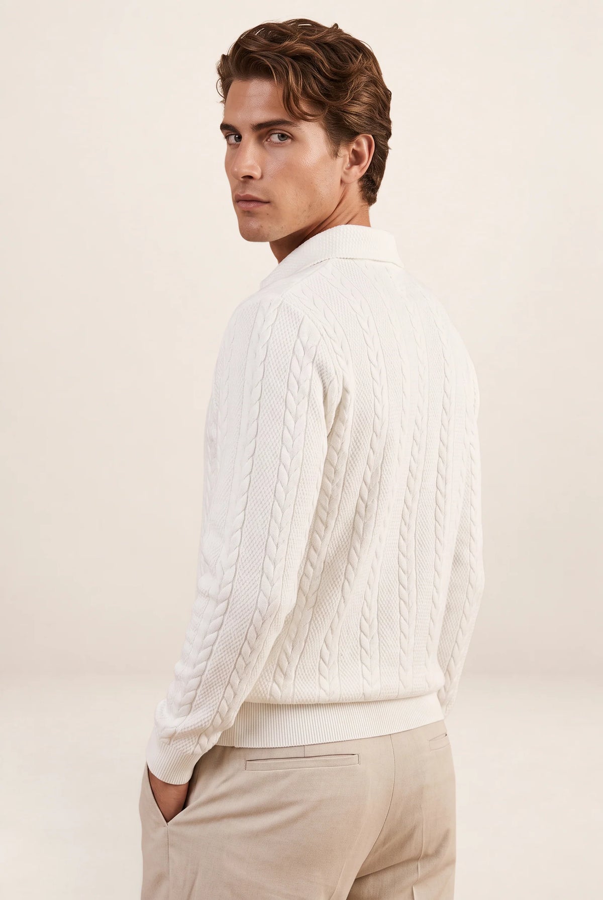 Men’s Cable Knit Quarter Zip Sweater