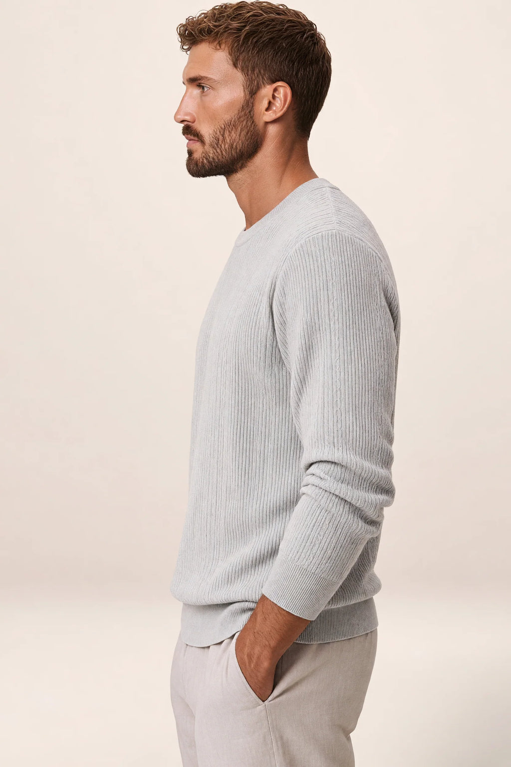 Men's Cable Knit Sweater – Crew Neck Textured Pullover