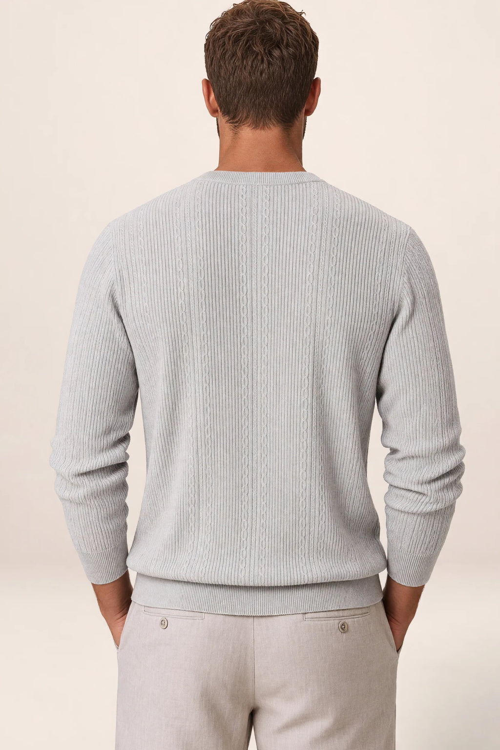 Men's Cable Knit Sweater – Crew Neck Textured Pullover