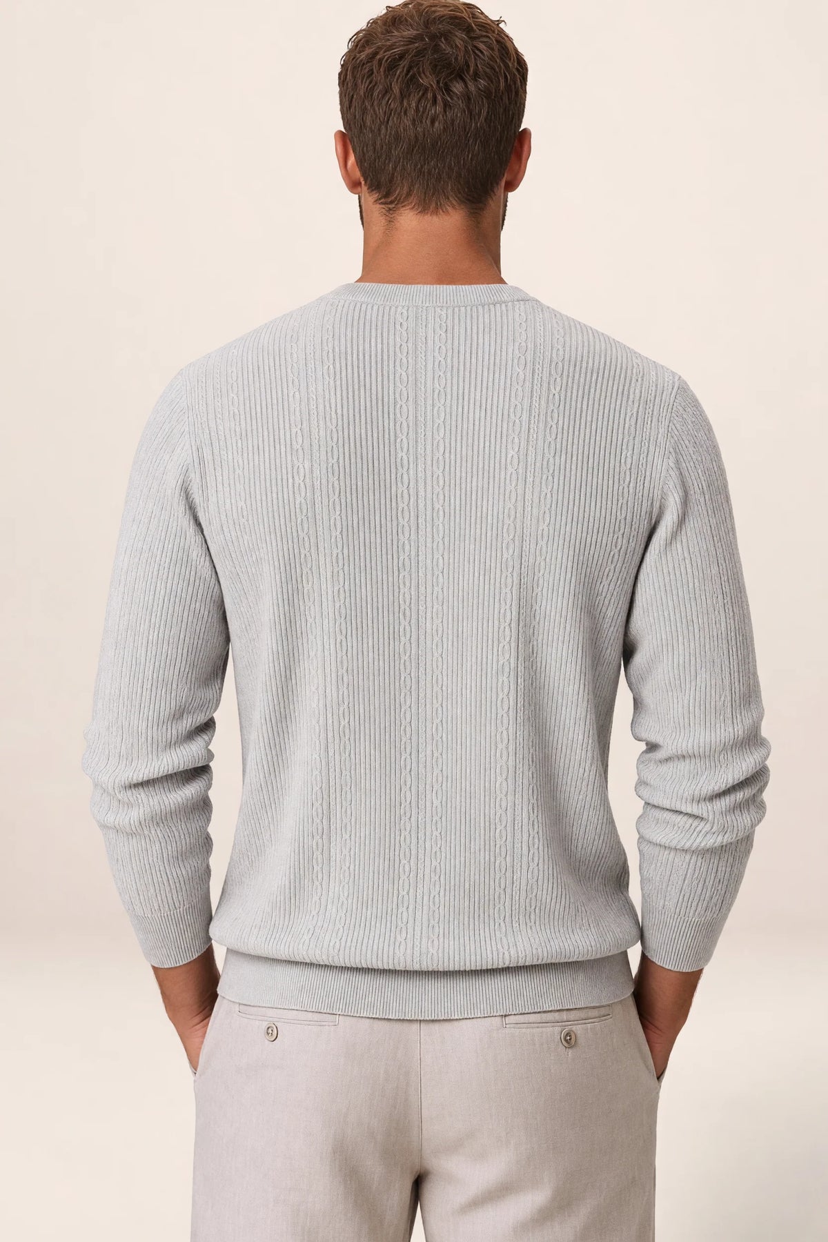 Men's Cable Knit Sweater – Crew Neck Textured Pullover