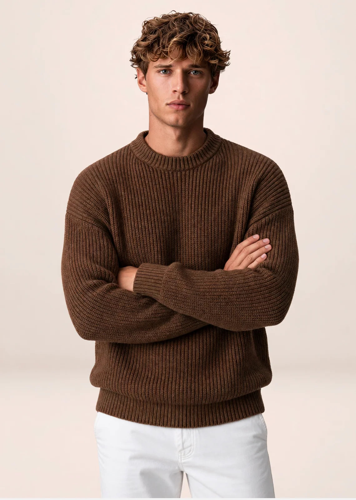Men's Chunky Knit Crewneck Sweater