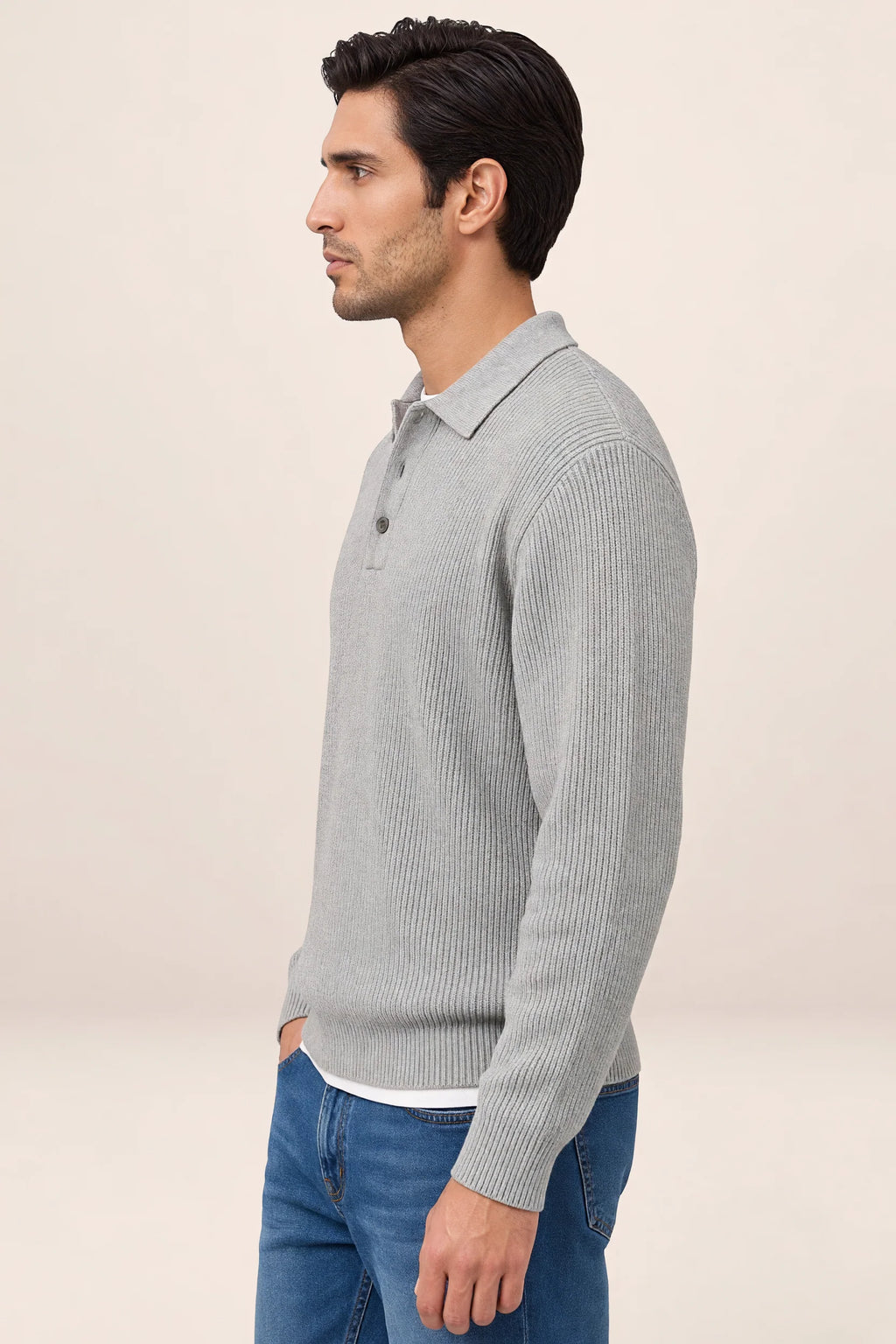 Men’s Long Sleeve Knit Polo Sweater