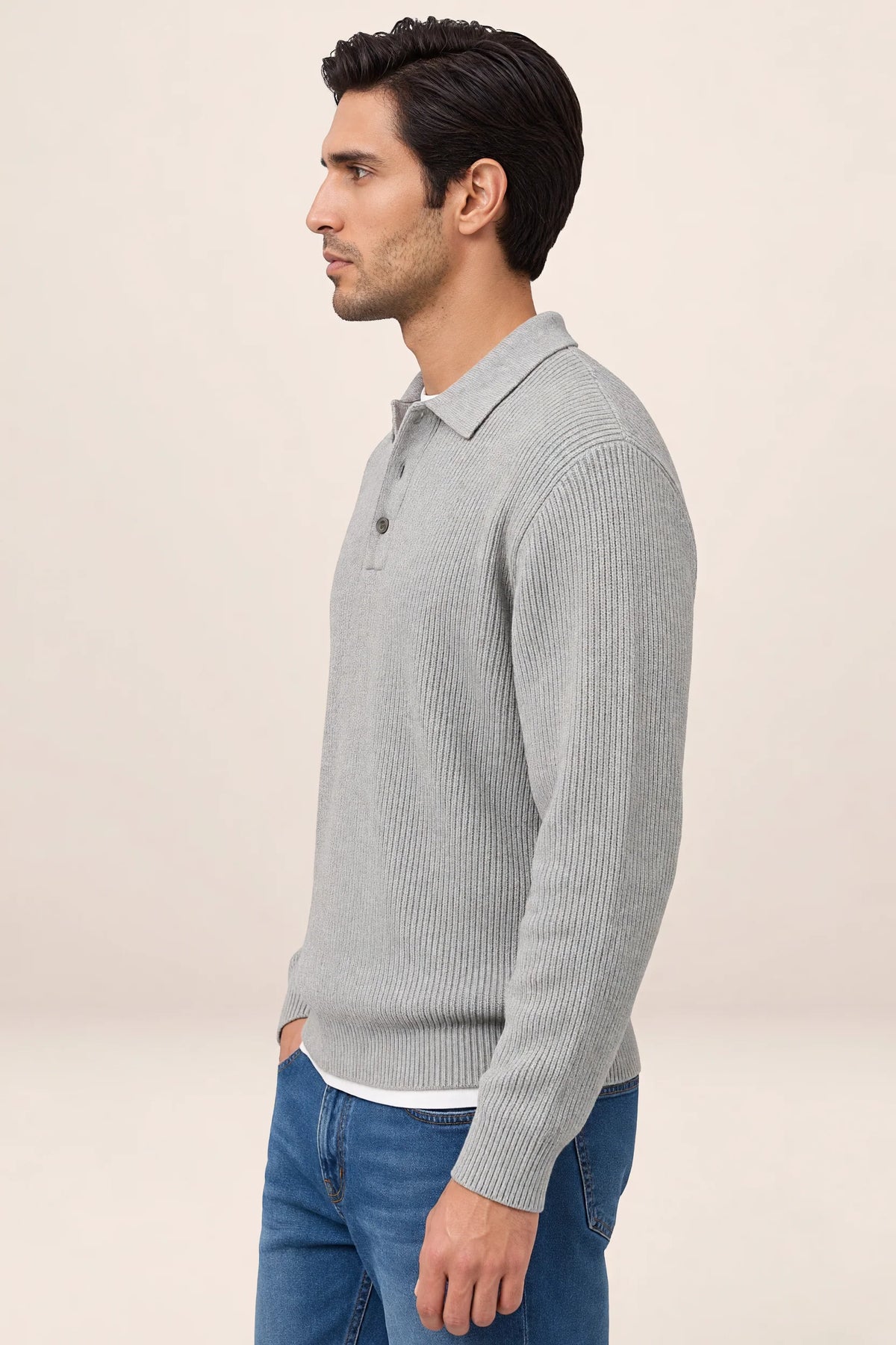 Men’s Long Sleeve Knit Polo Sweater