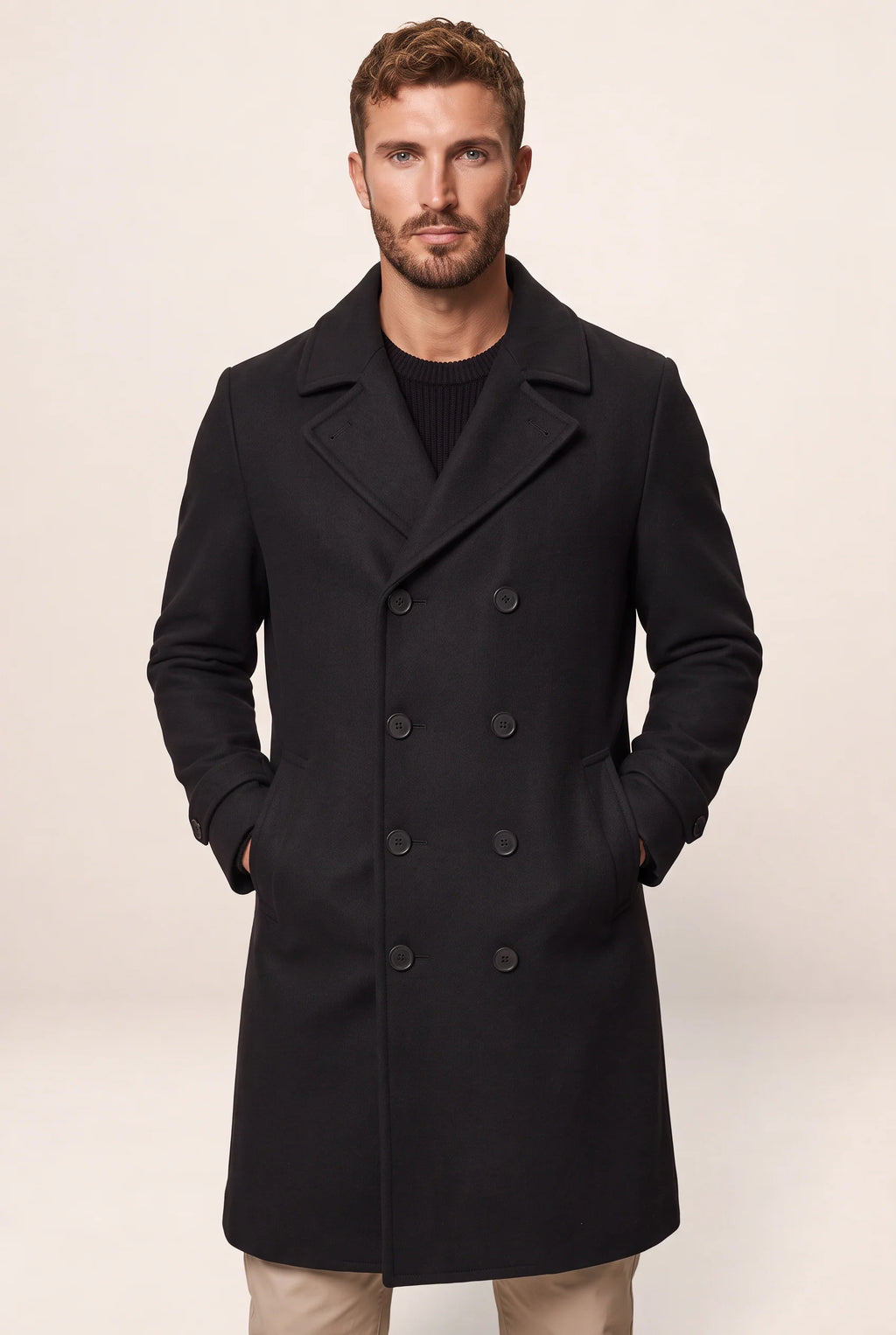 Men's Overcoat with Double-Breasted Design | Versatile Winter Outerwear for Sophisticated Style
