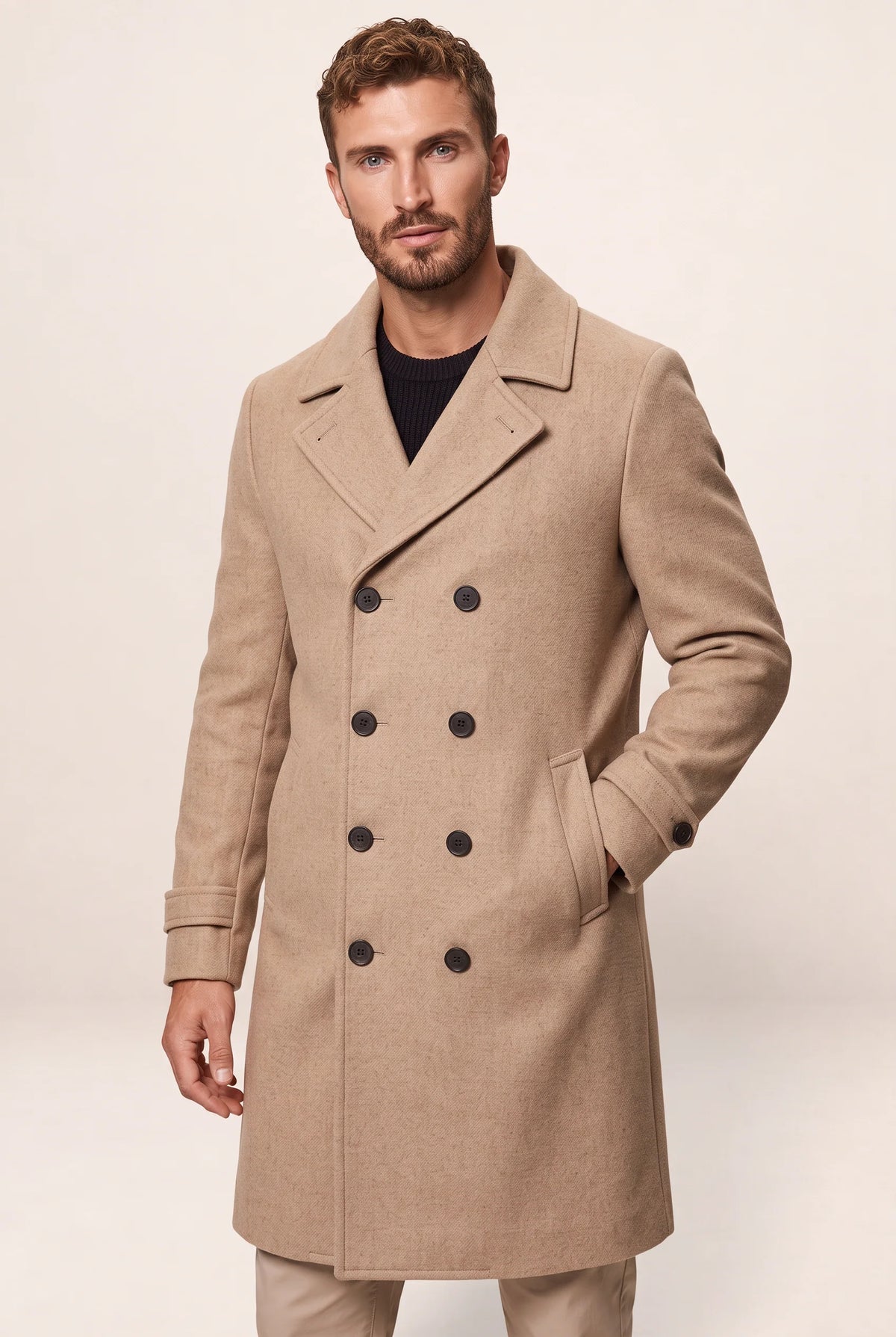 Men's Overcoat with Double-Breasted Design | Versatile Winter Outerwear for Sophisticated Style