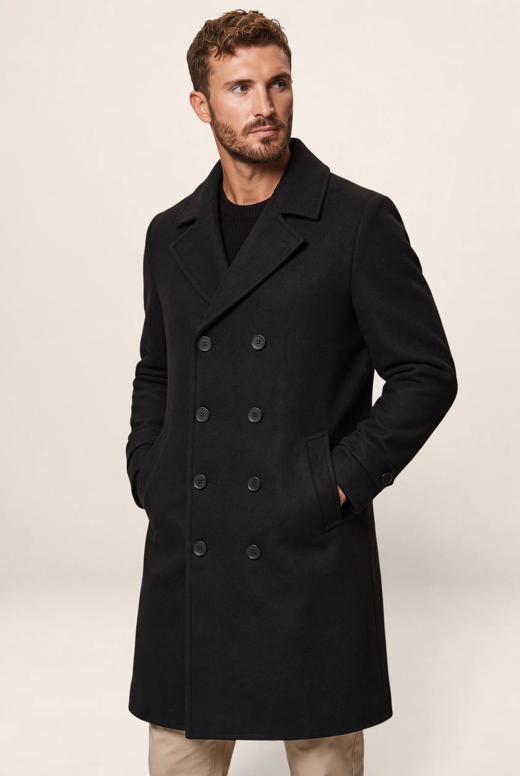 Men's Overcoat with Double-Breasted Design | Versatile Winter Outerwear for Sophisticated Style
