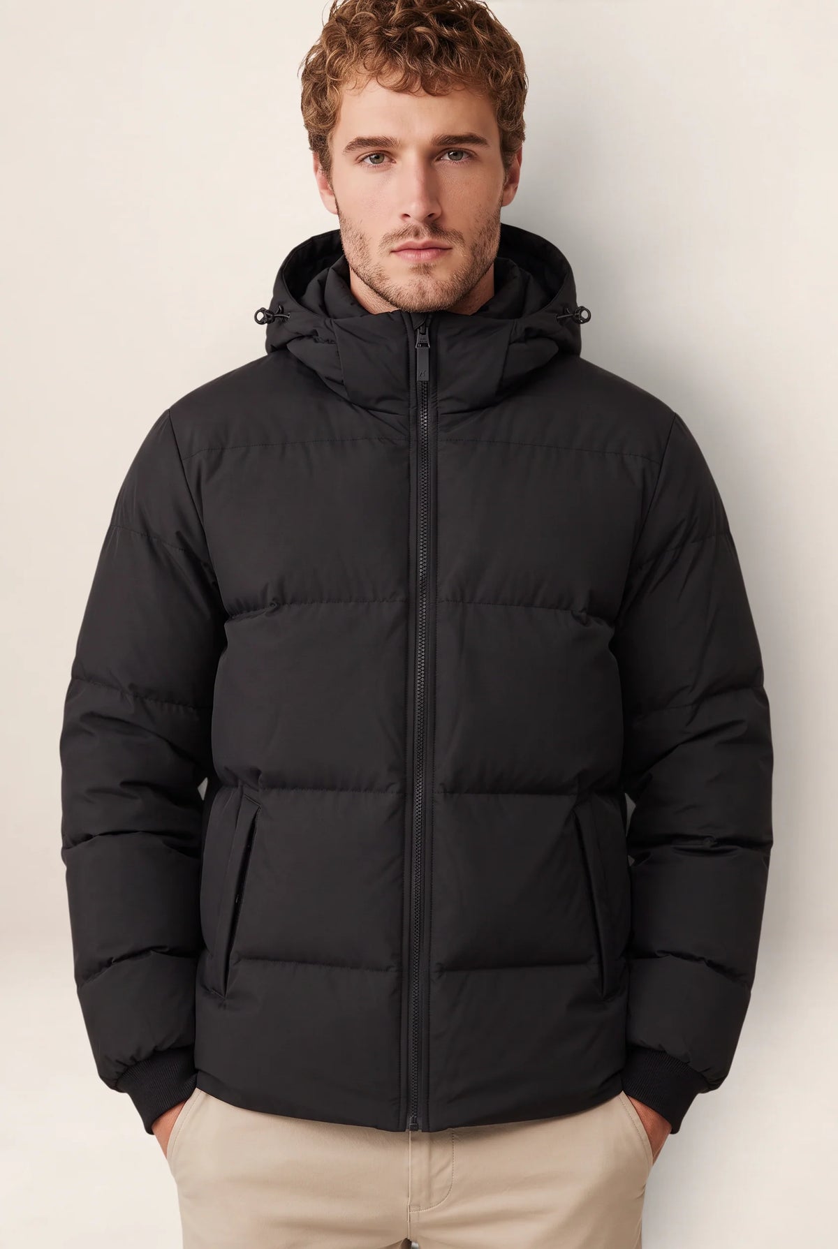 Men's Puffer Jacket | Warm Hooded Winter Coat with Adjustable Drawcord