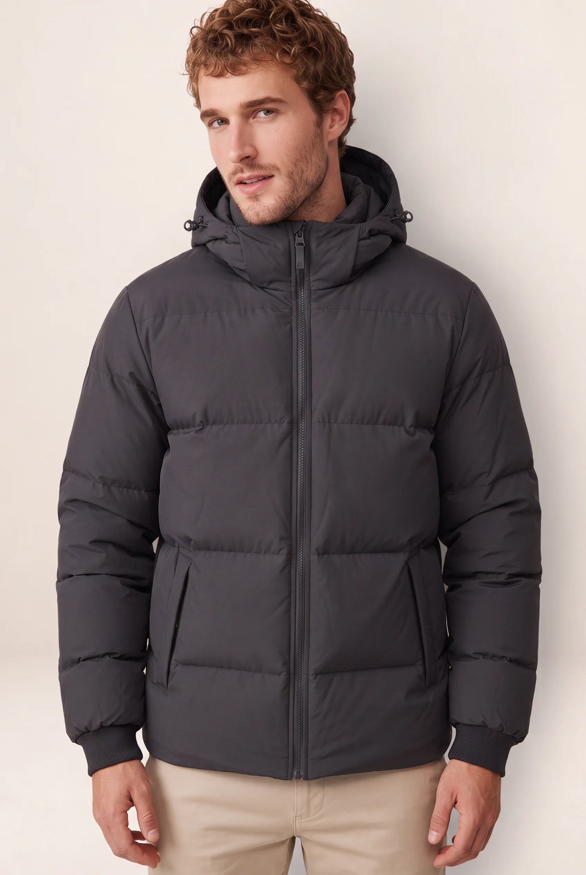 Men's Puffer Jacket | Warm Hooded Winter Coat with Adjustable Drawcord