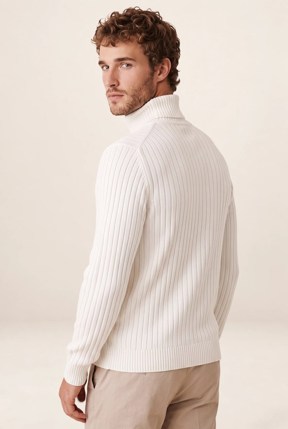 Men's Ribbed Turtleneck Sweater Soft Pullover