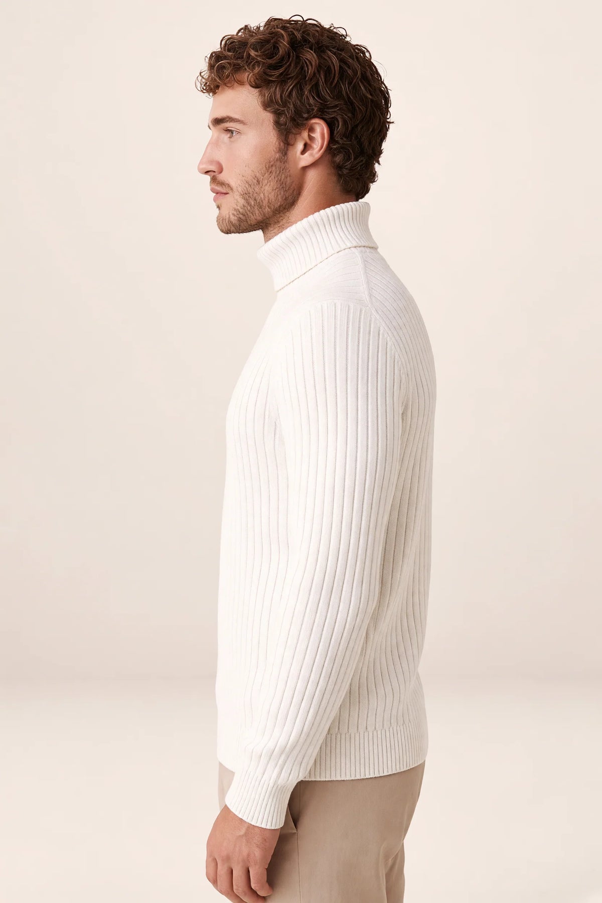 Men's Ribbed Turtleneck Sweater Soft Pullover