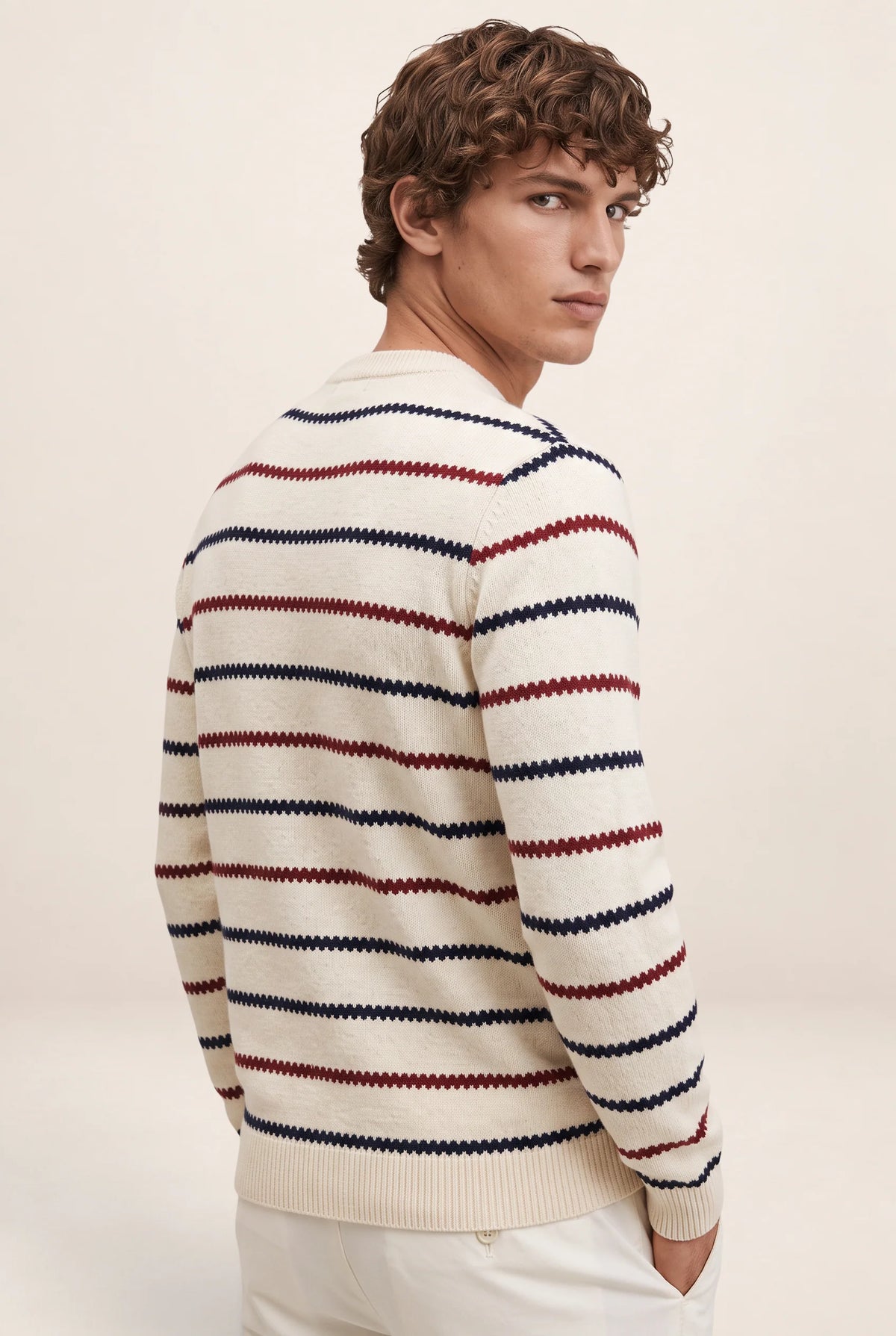 Men's Striped Knit Crewneck Sweater