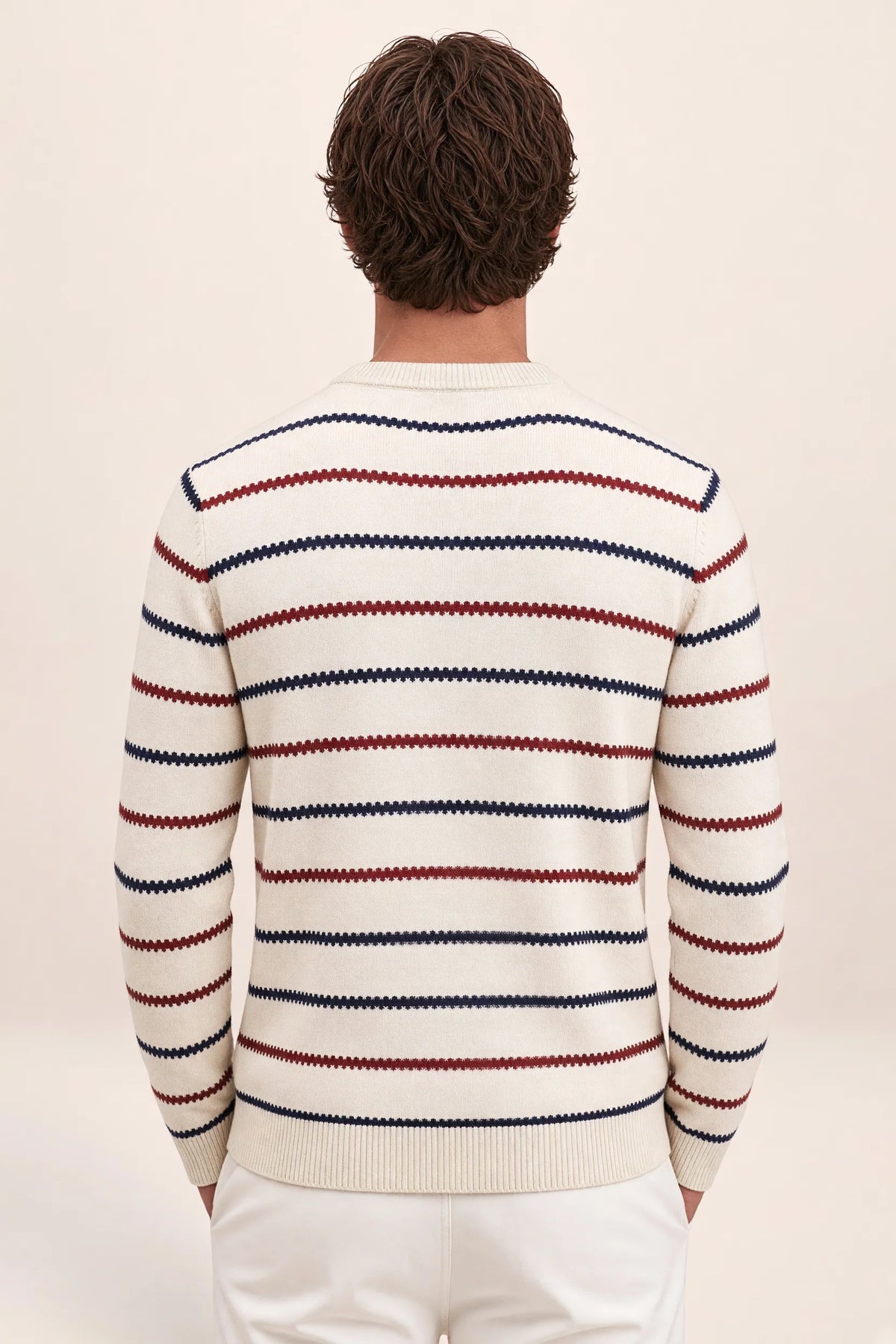 Men's Striped Knit Crewneck Sweater