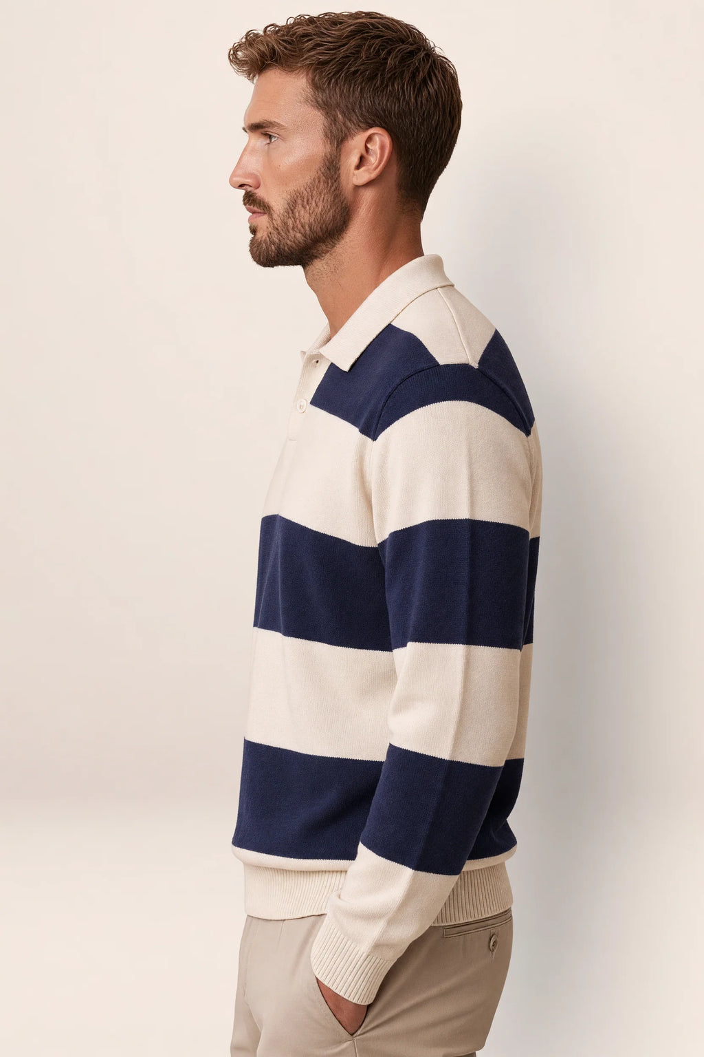 Men’s Striped Knit Polo Sweater