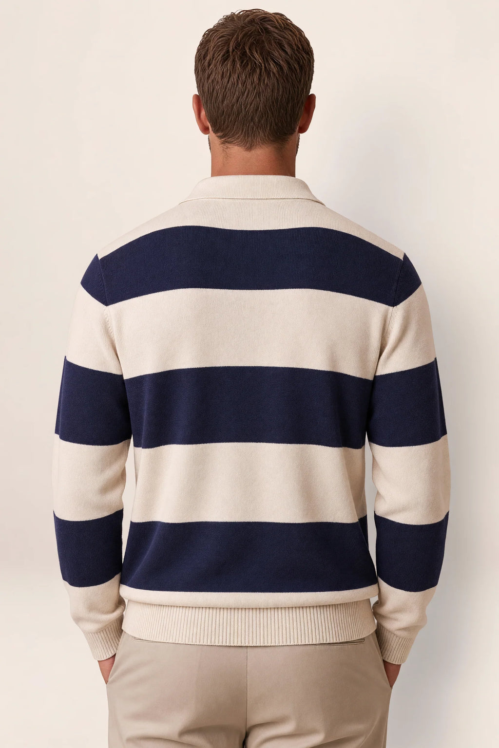 Men’s Striped Knit Polo Sweater