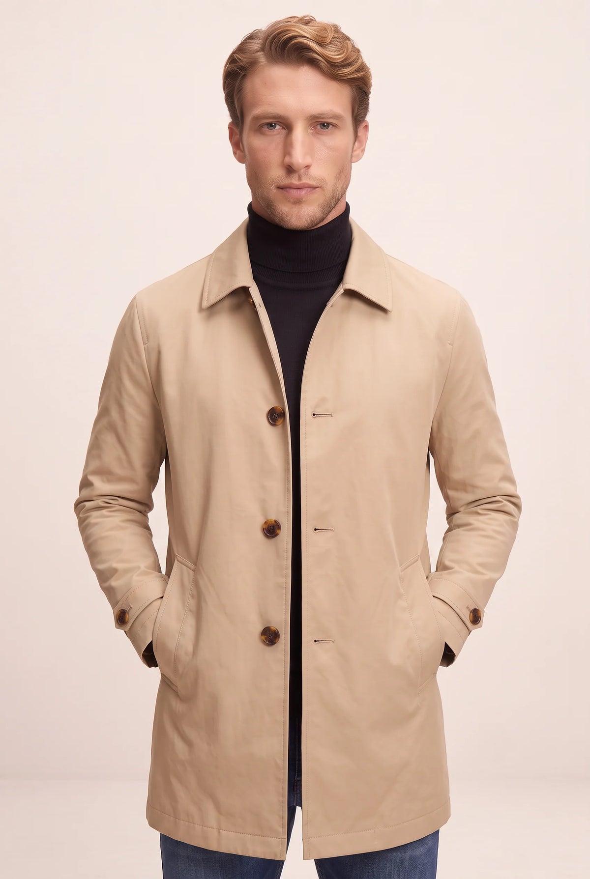 Men's Tailored Classic Overcoat - Structured Smart Casual Winter Jacket
