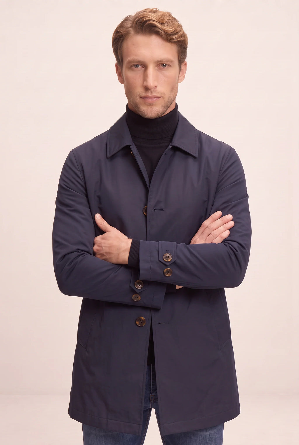 Men's Tailored Classic Overcoat - Structured Smart Casual Winter Jacket