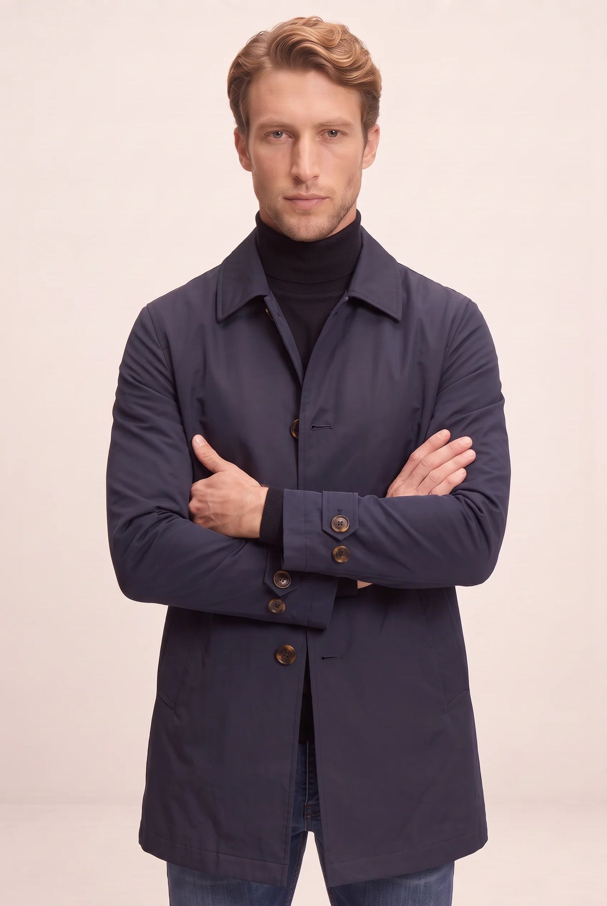 Men's Tailored Classic Overcoat - Structured Smart Casual Winter Jacket