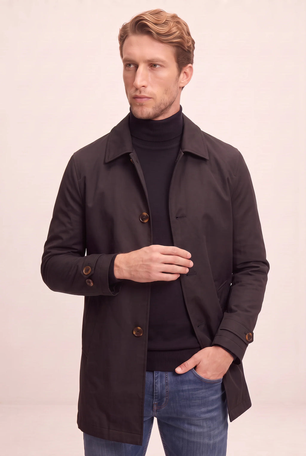 Men's Tailored Classic Overcoat - Structured Smart Casual Winter Jacket
