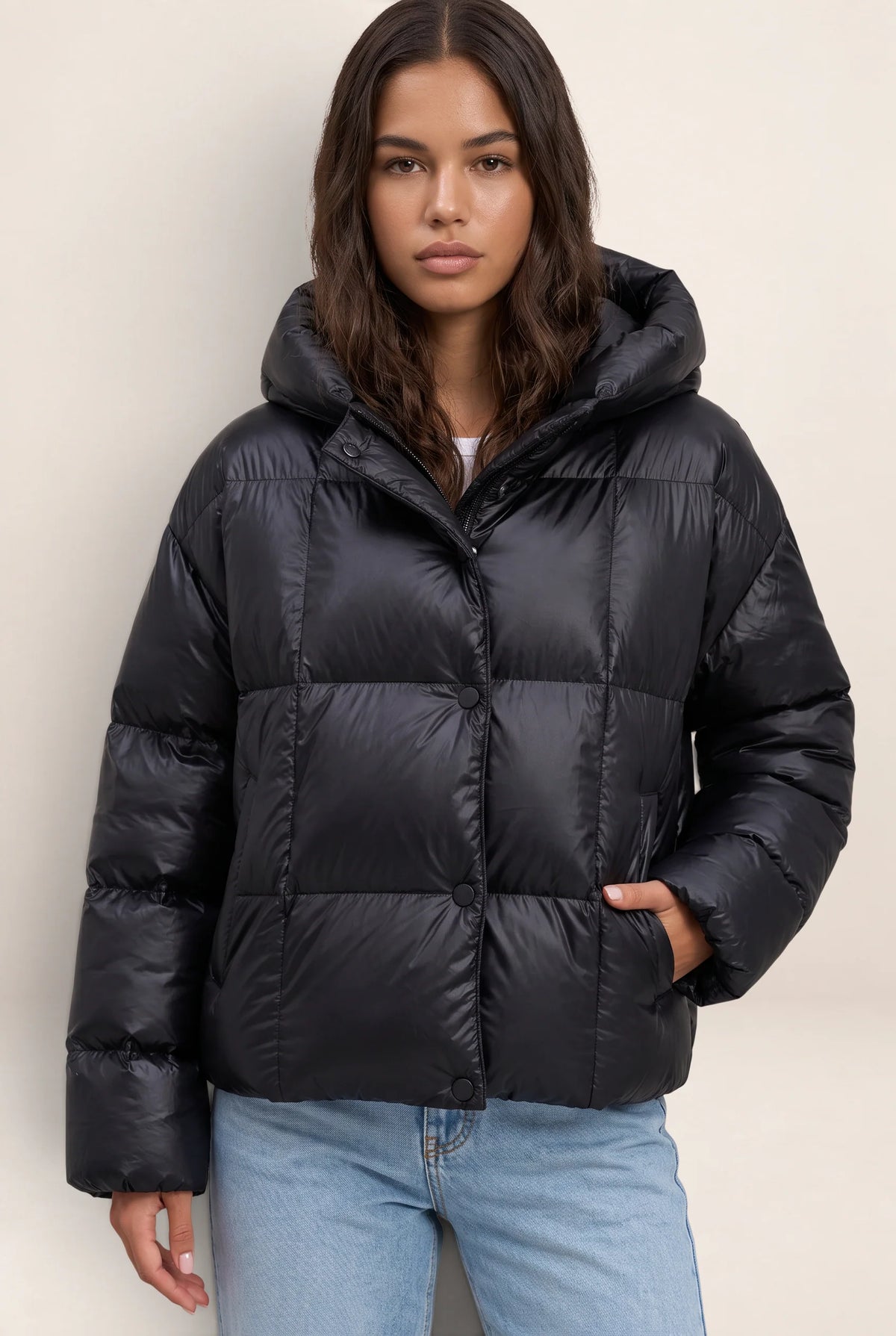 Oversized Puffer Jacket Women with High Collar