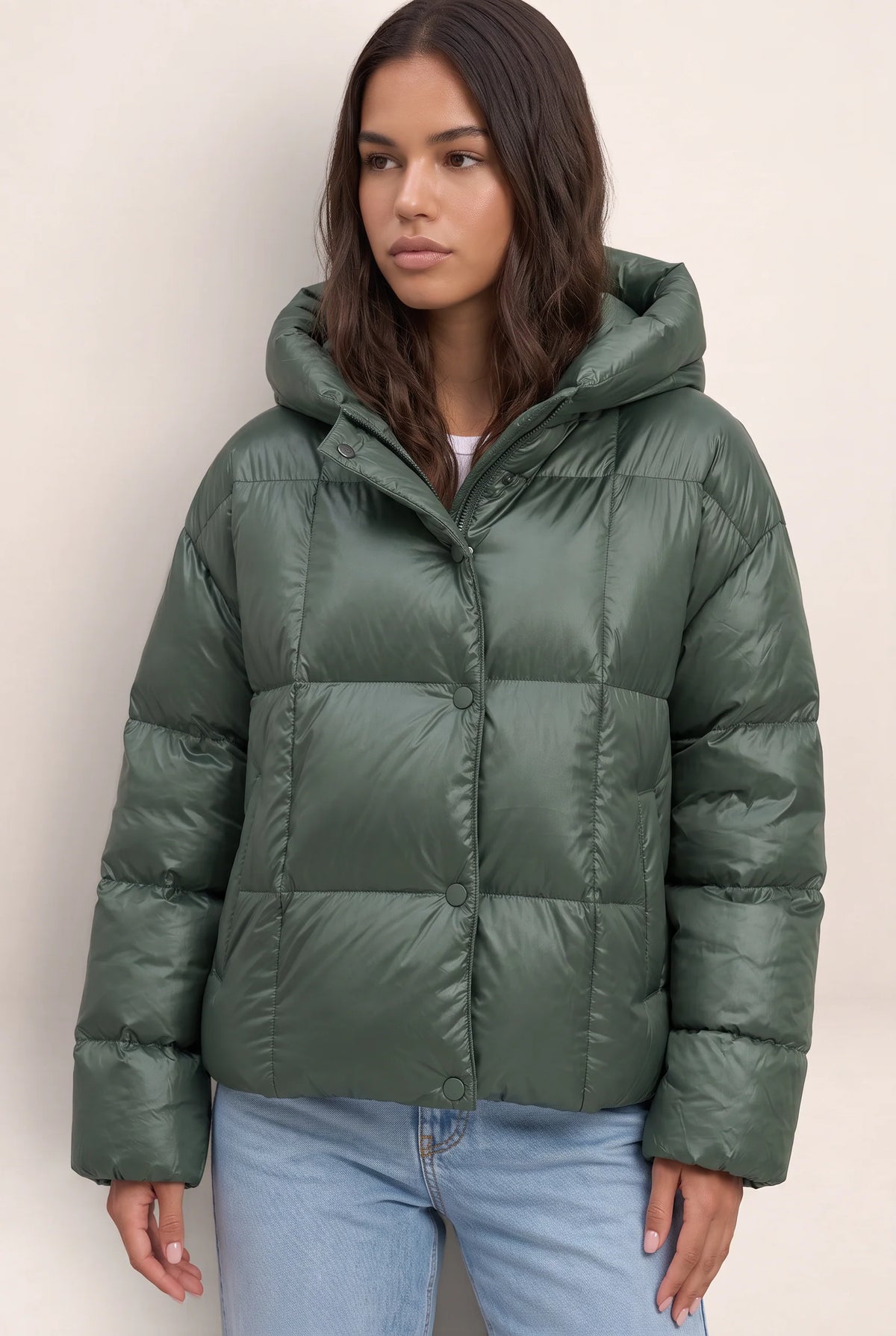 Oversized Puffer Jacket Women with High Collar