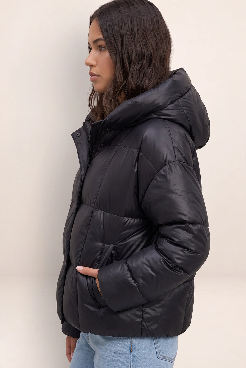Oversized Puffer Jacket Women with High Collar