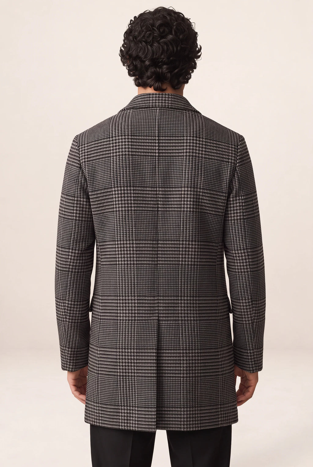 Tailored Men's Overcoat | Checked Design with Notched Lapel | Versatile Layering for Smart Casual Style