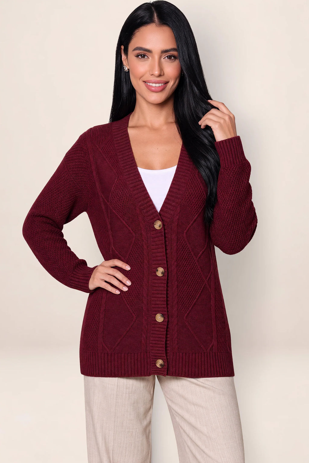 Women's Cardigan Sweater with V-Neck Design | Soft Knit for All-Day Comfort