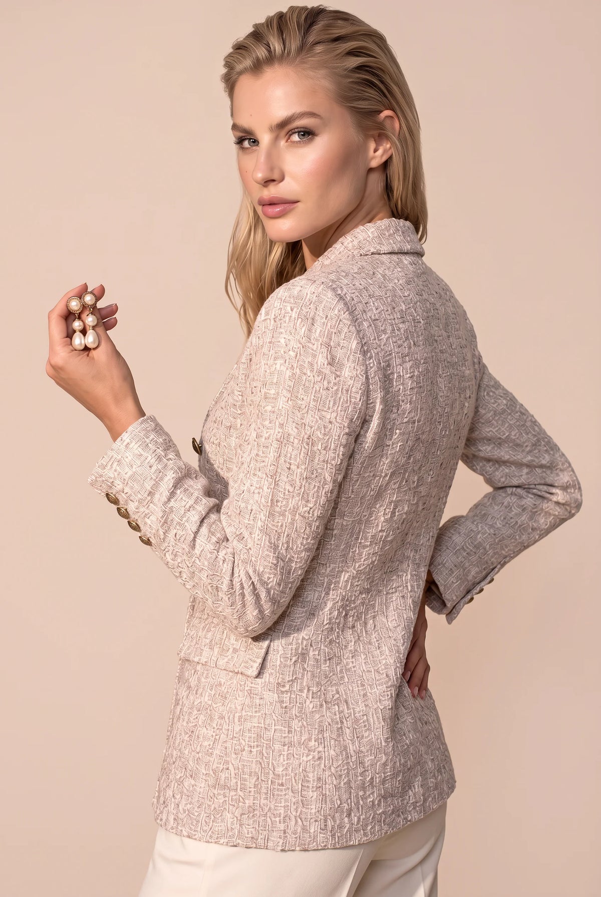 Women's Checked Double Breasted Blazer