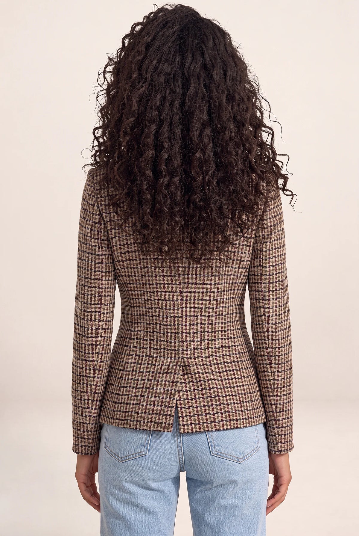 Women's Checked Double Breasted Blazer – Tailored Smart Jacket