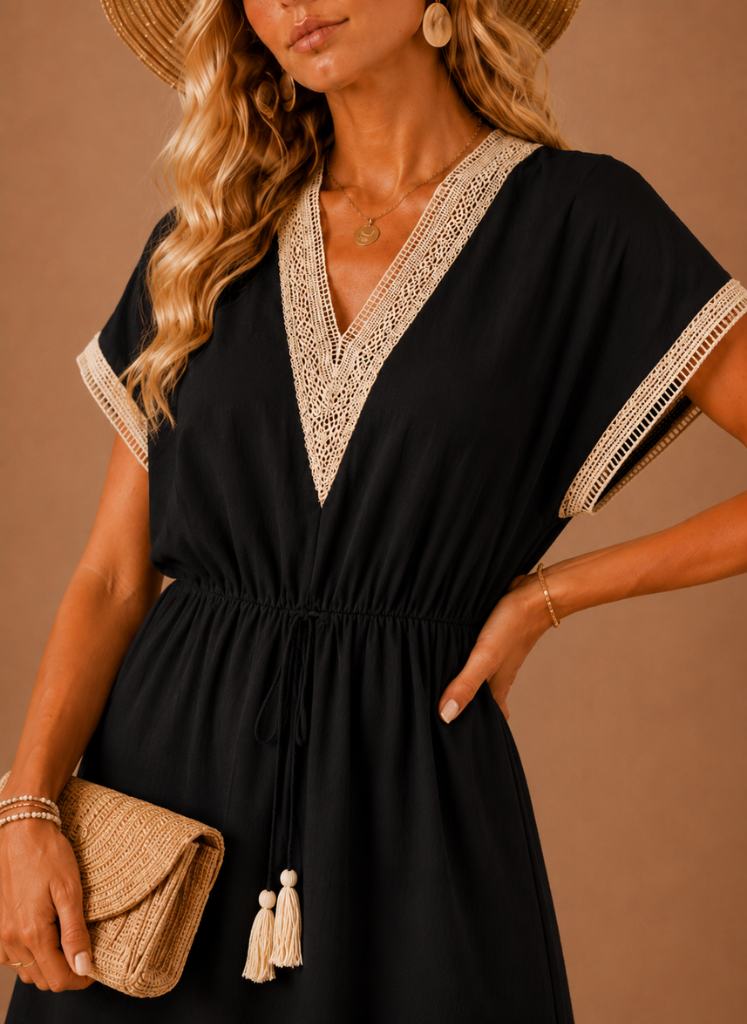 Women’s Crochet Trim Mini Dress – Boho Summer Holiday