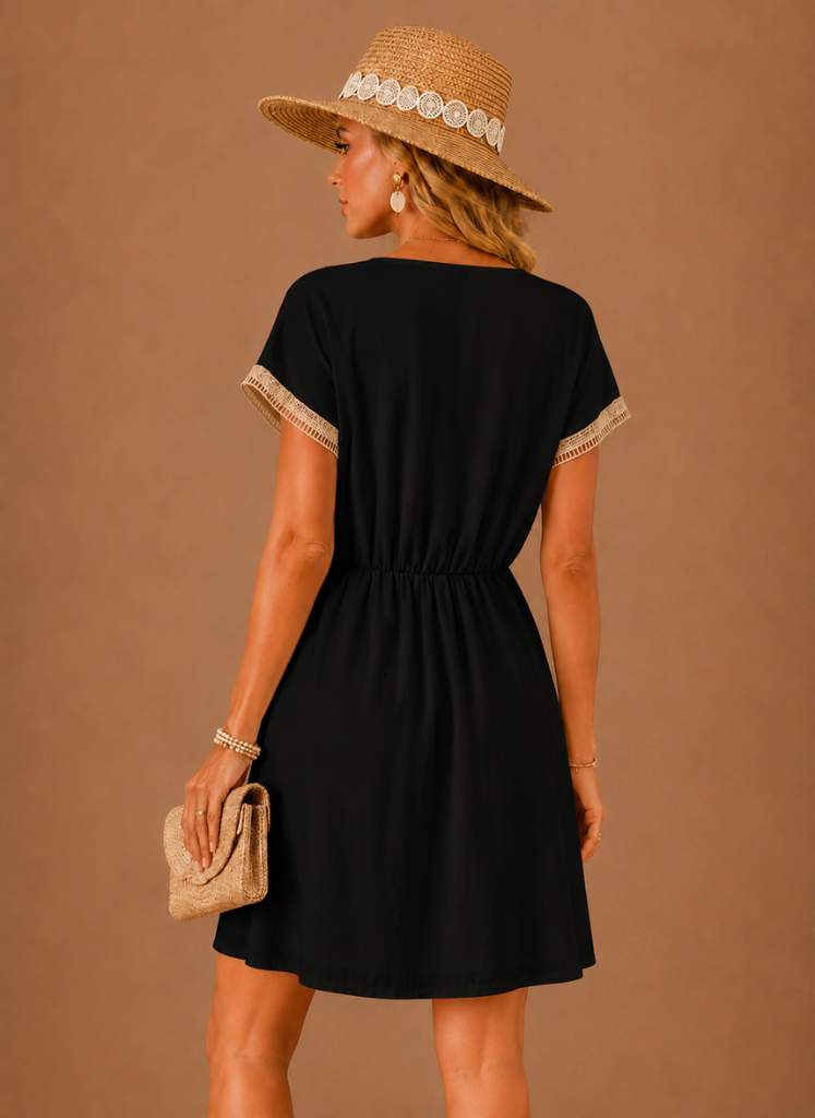 Women’s Crochet Trim Mini Dress – Boho Summer Holiday