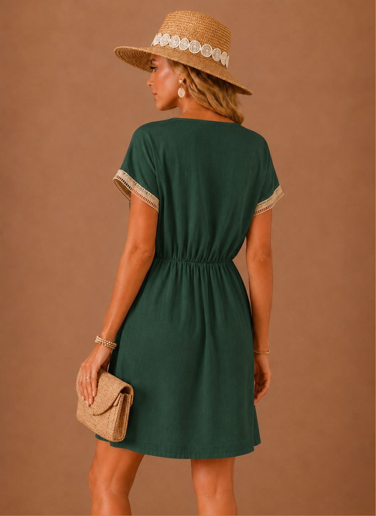 Women’s Crochet Trim Mini Dress – Boho Summer Holiday