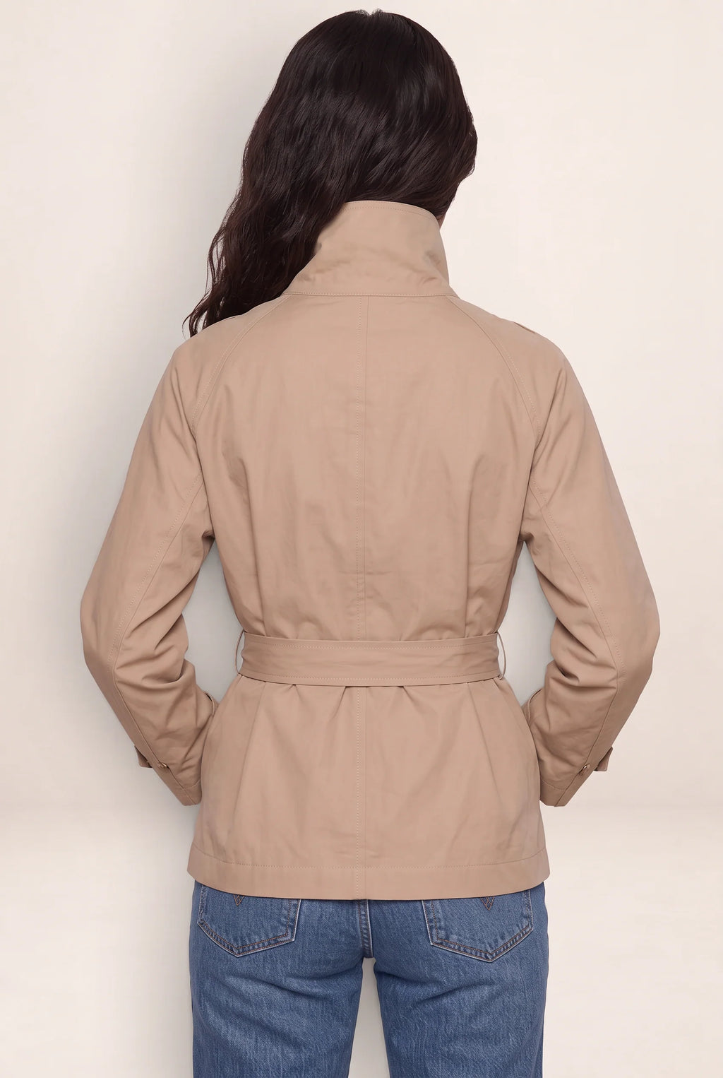 Women's Cropped Trench Jacket with Adjustable Belt