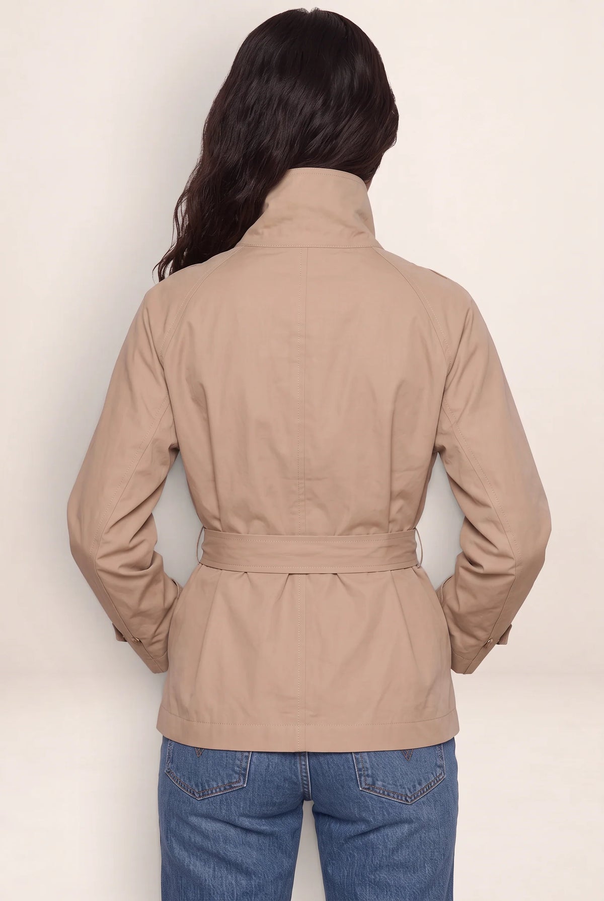 Women's Cropped Trench Jacket with Adjustable Belt