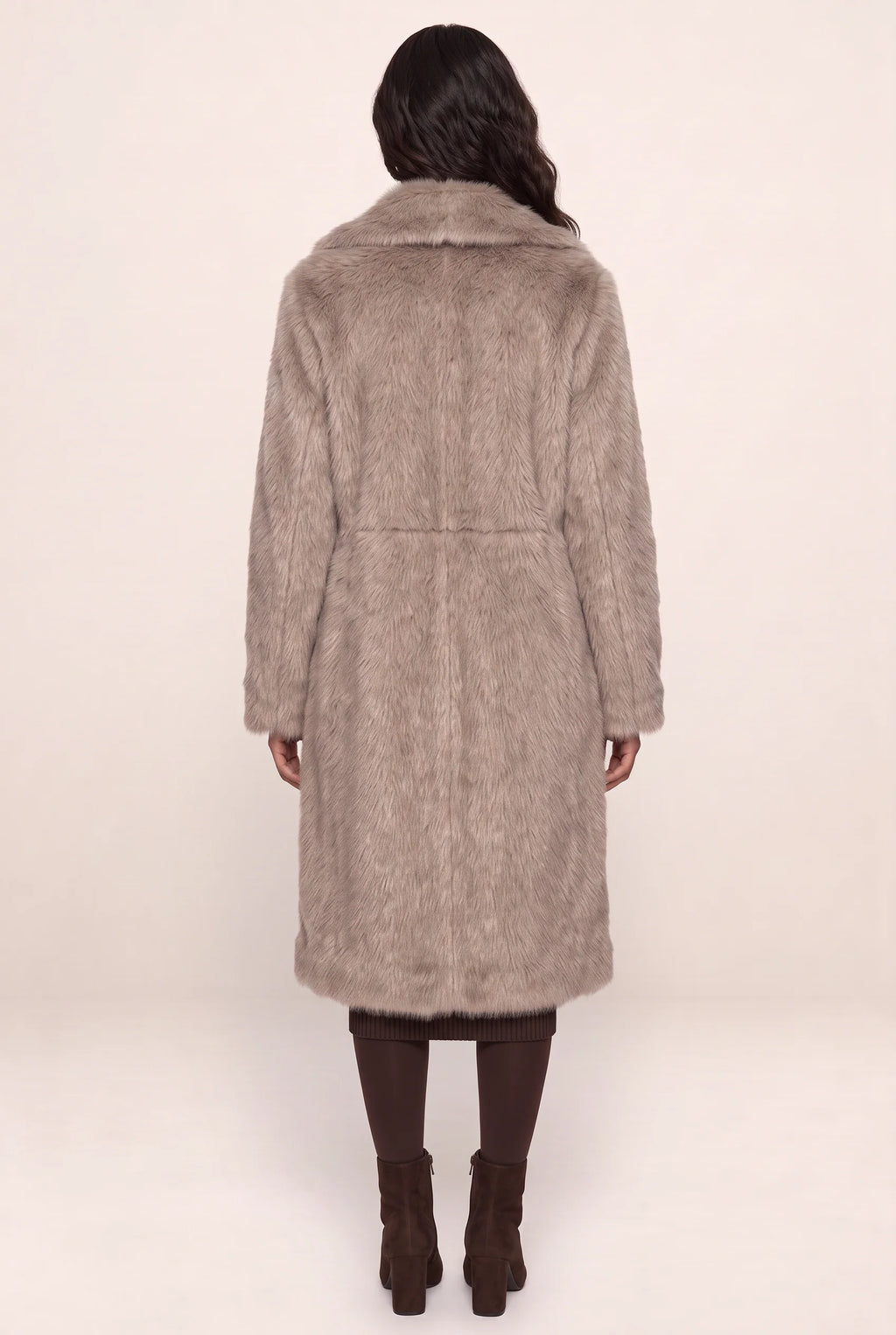 Women's Faux Fur Long Coat with Plush Texture