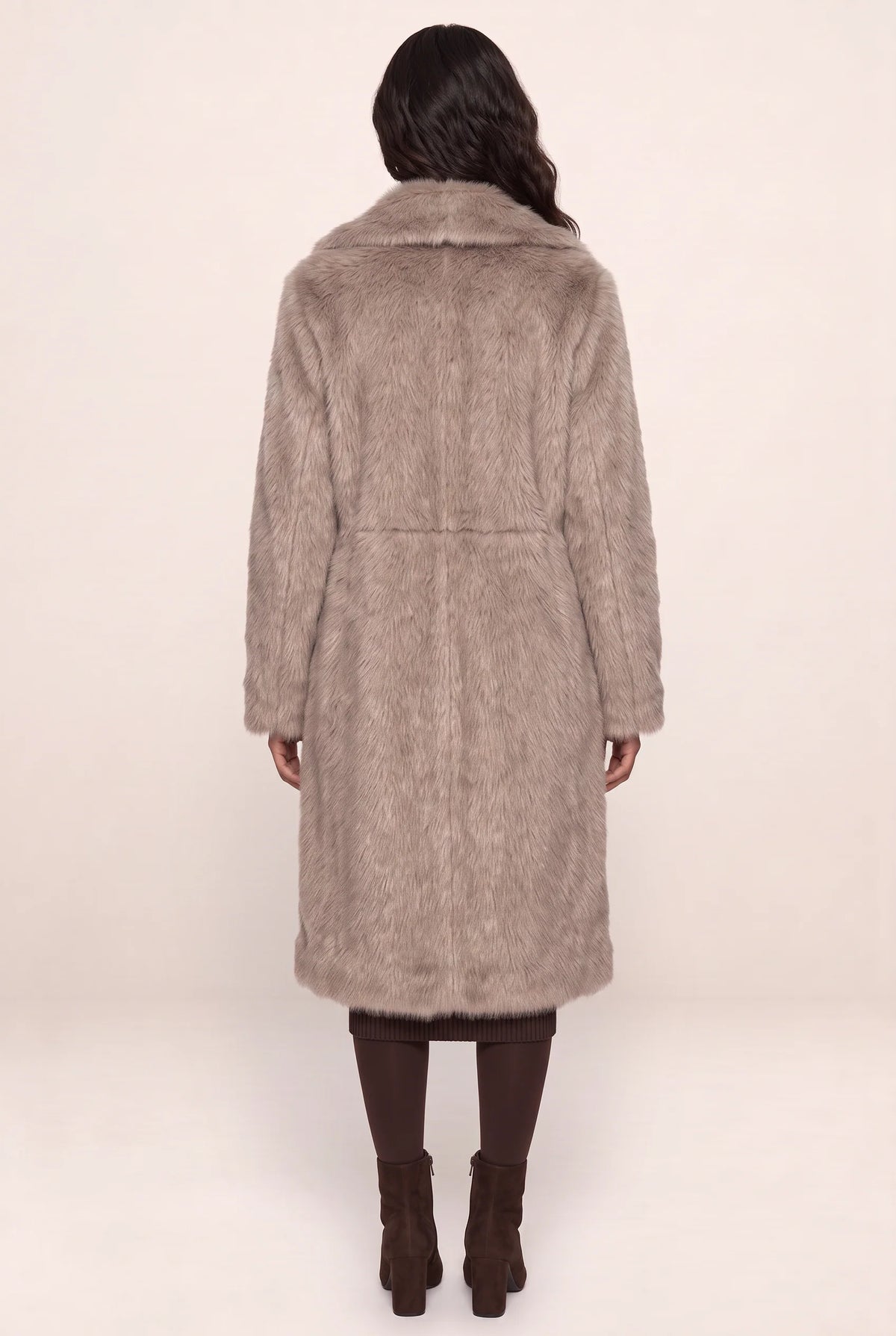Women's Faux Fur Long Coat with Plush Texture