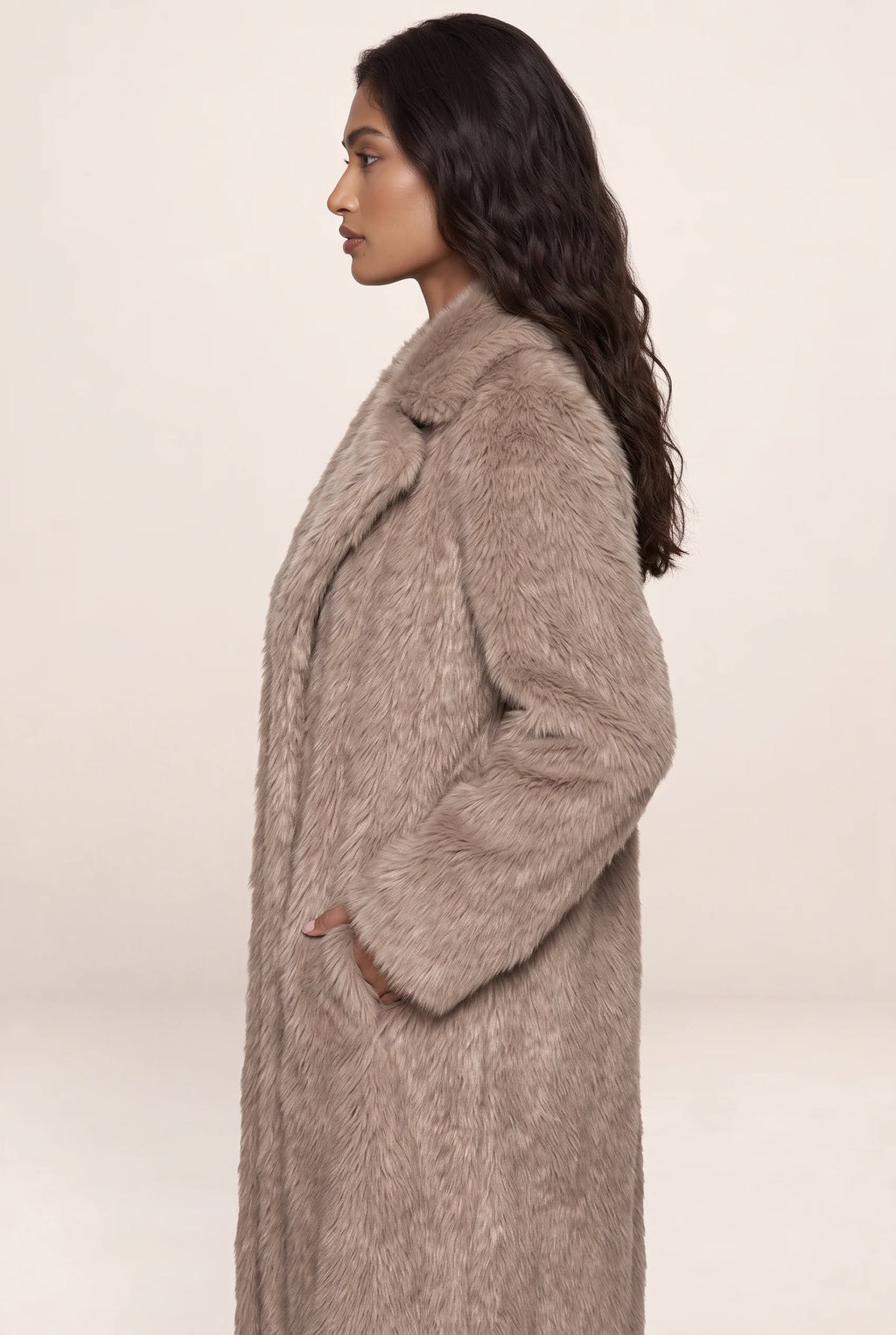 Women's Faux Fur Long Coat with Plush Texture