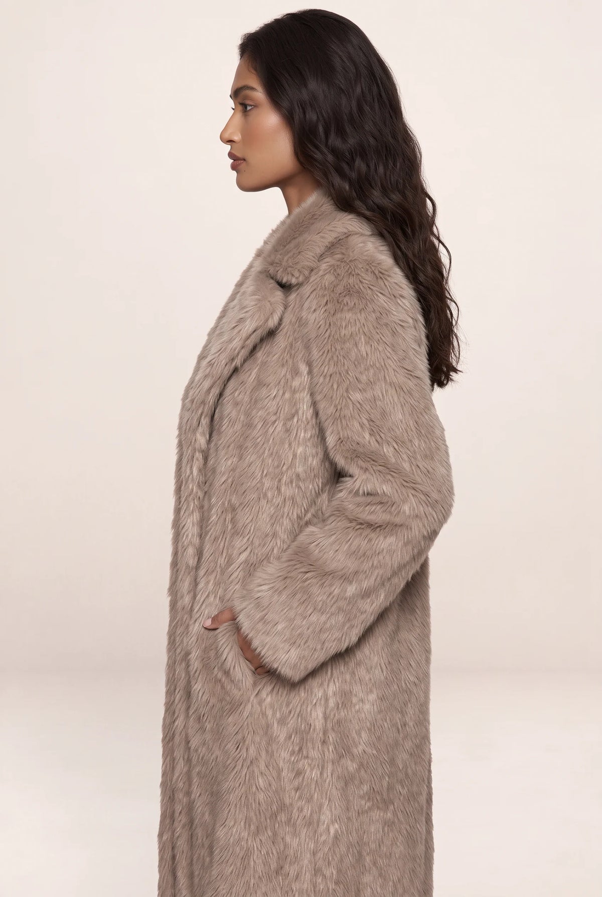 Women's Faux Fur Long Coat with Plush Texture