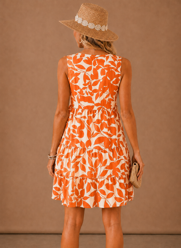 Women's Floral Tiered Mini Dress – Sleeveless Summer