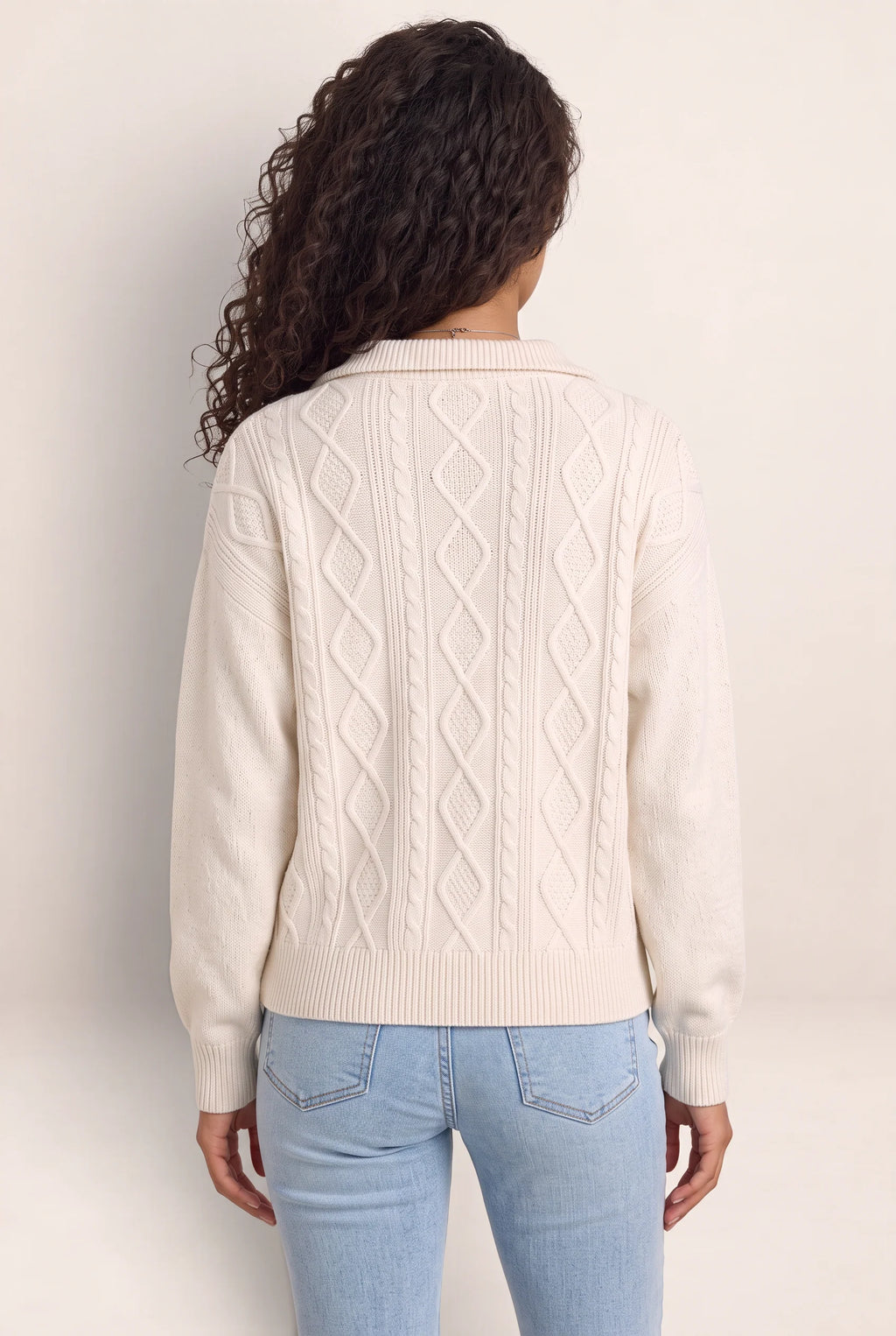 Women's Half Zip Cable Knit Jumper – Chunky Winter Sweater