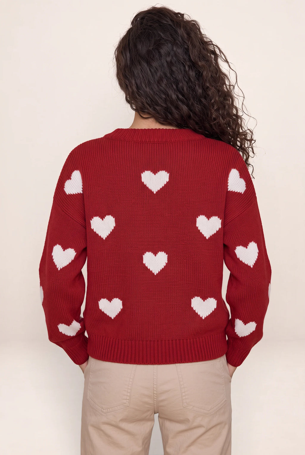 Women's Heart Print Knitwear Sweater | Cozy Jumper for Everyday Comfort