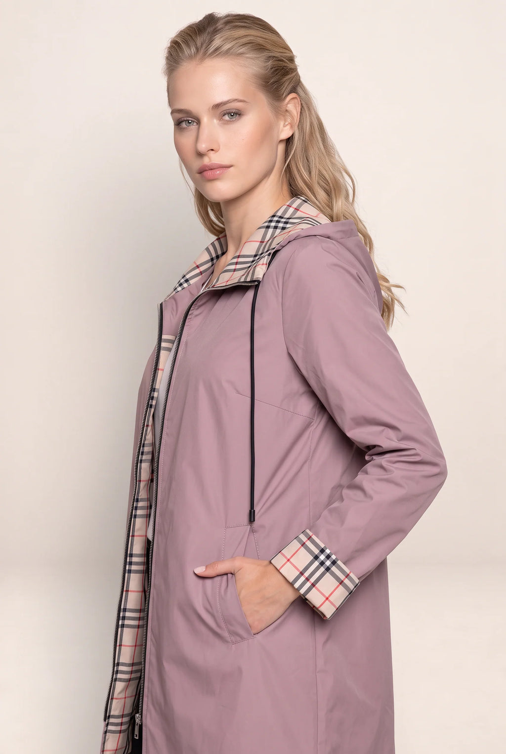 Women's Hooded Long Jacket with Adjustable Waist for Comfort