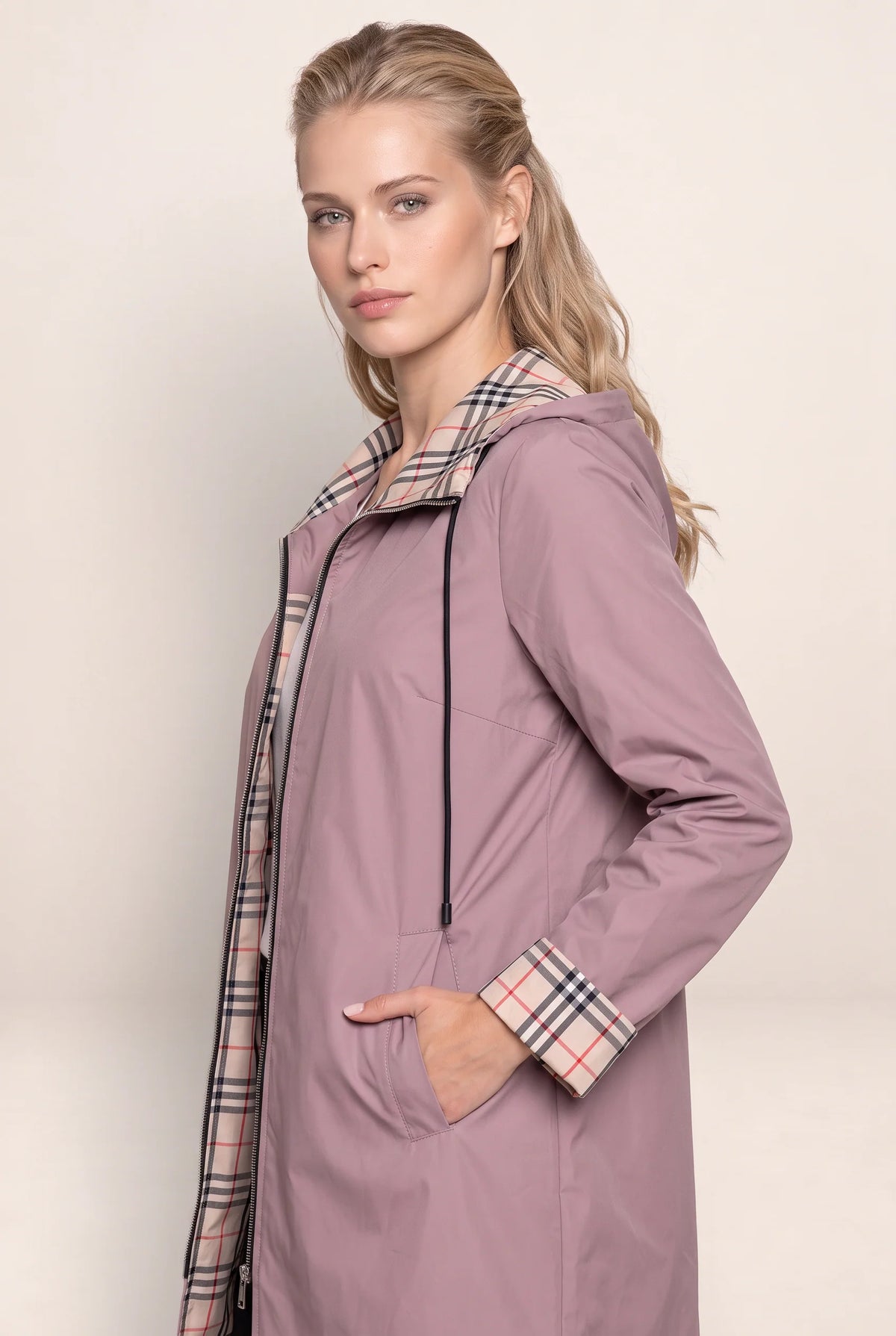 Women's Hooded Long Jacket with Adjustable Waist for Comfort