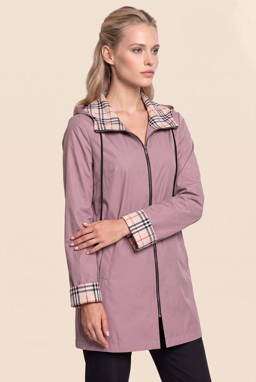 Women's Hooded Long Jacket with Adjustable Waist for Comfort