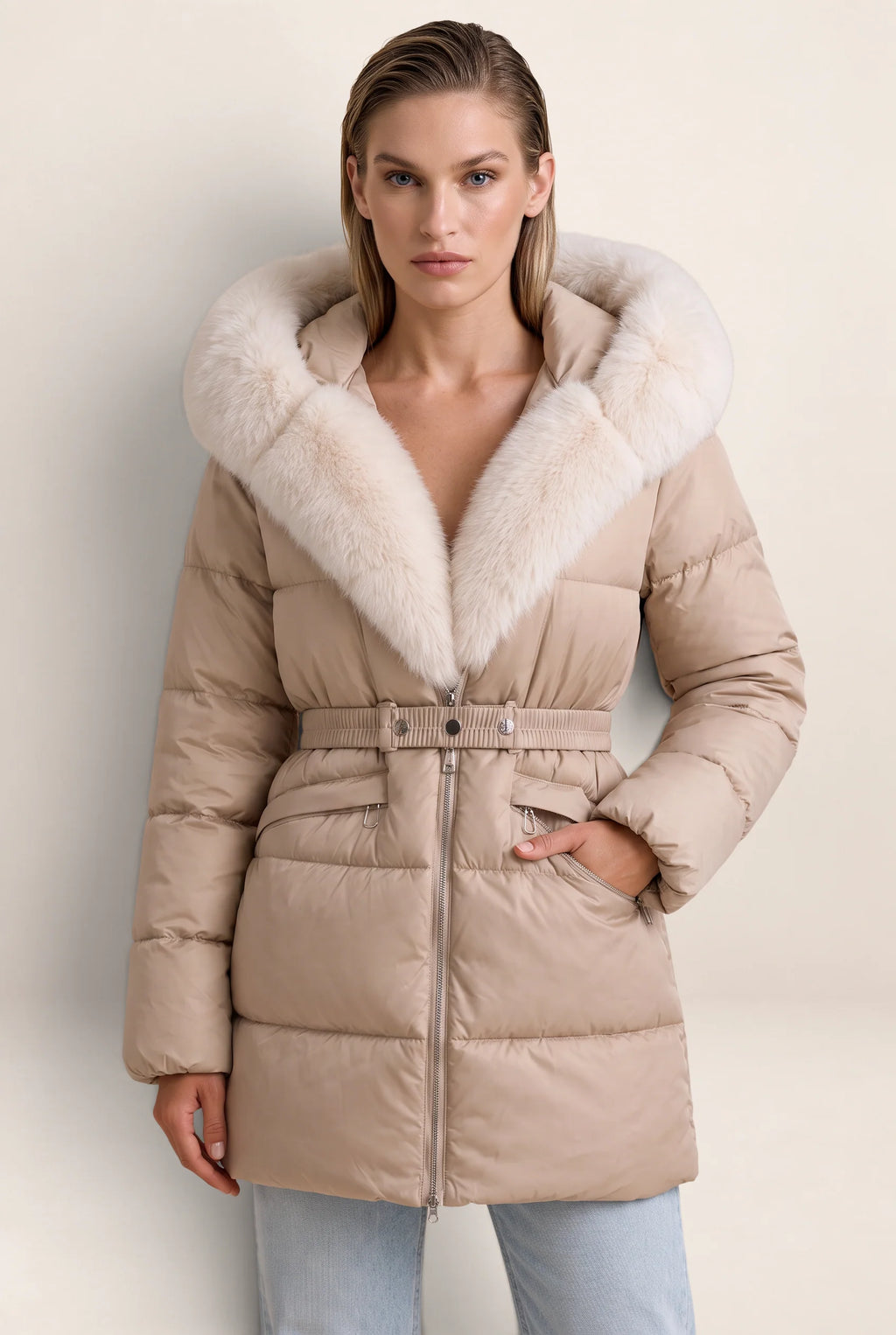 Women's Hooded Puffer Jacket with Faux Fur Trim | Stylish Winter Coat
